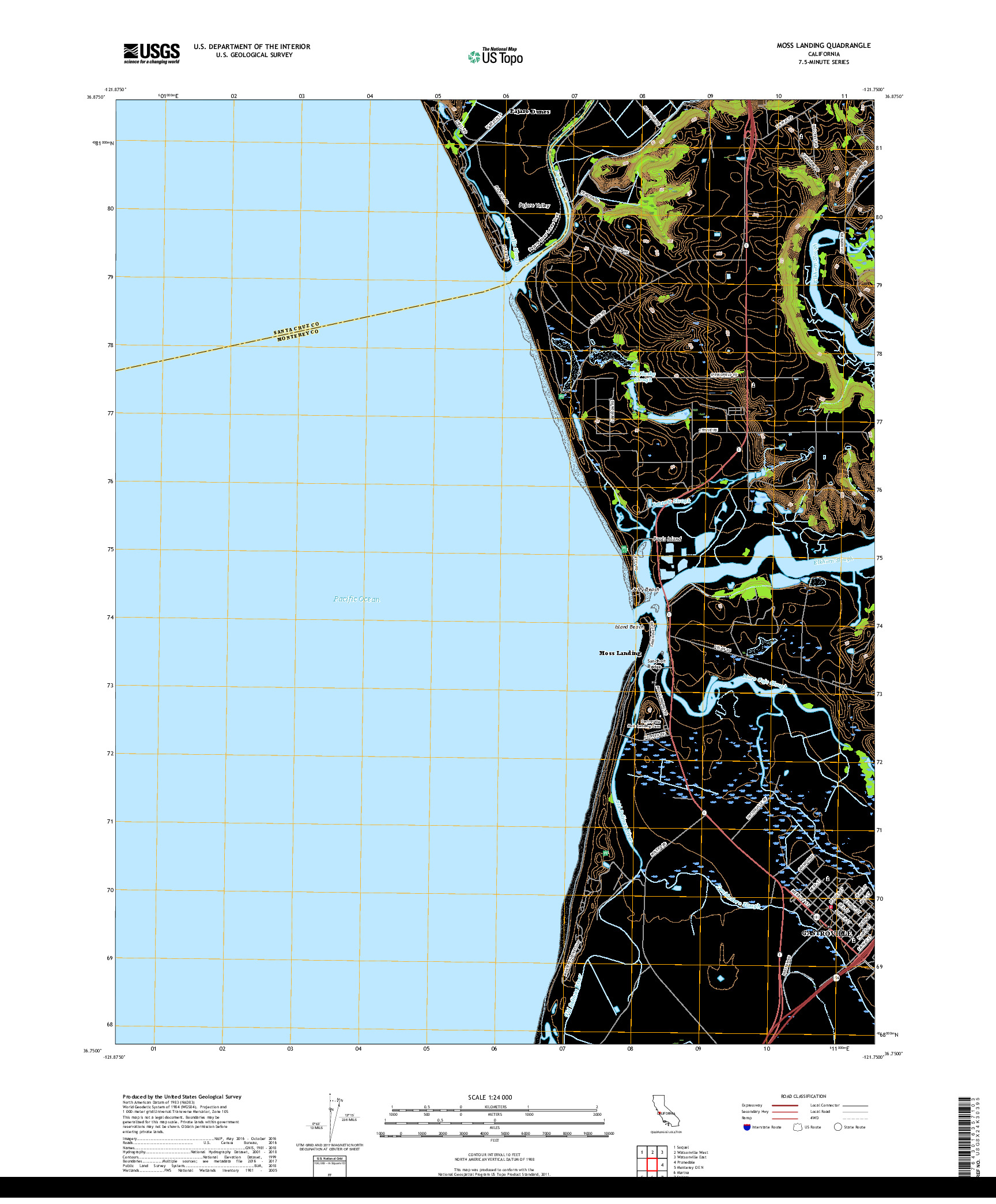 USGS US TOPO 7.5-MINUTE MAP FOR MOSS LANDING, CA 2018