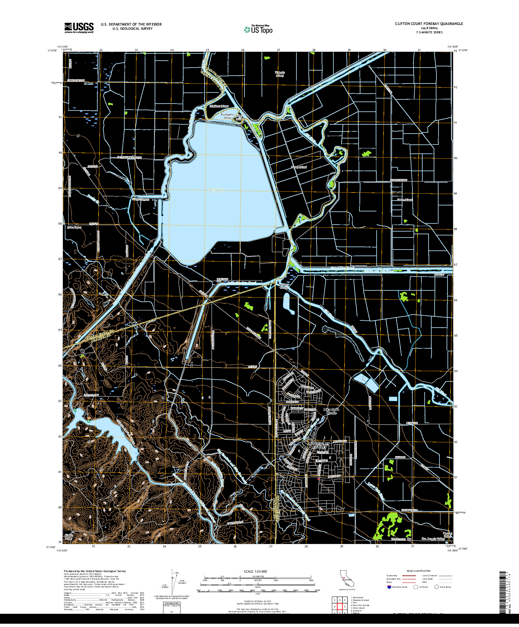USGS US TOPO 7.5-MINUTE MAP FOR CLIFTON COURT FOREBAY, CA 2018