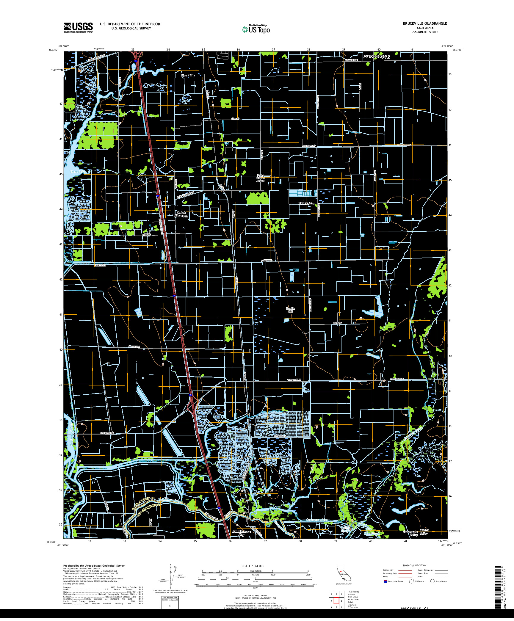 USGS US TOPO 7.5-MINUTE MAP FOR BRUCEVILLE, CA 2018