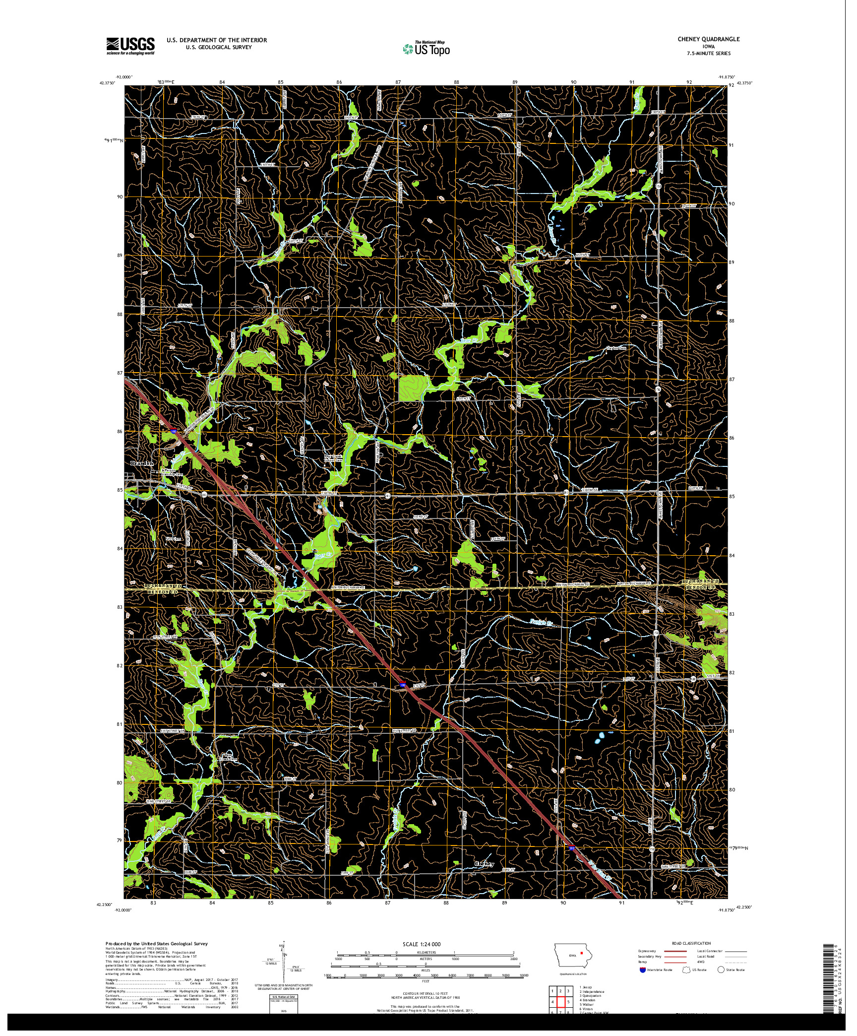 USGS US TOPO 7.5-MINUTE MAP FOR CHENEY, IA 2018