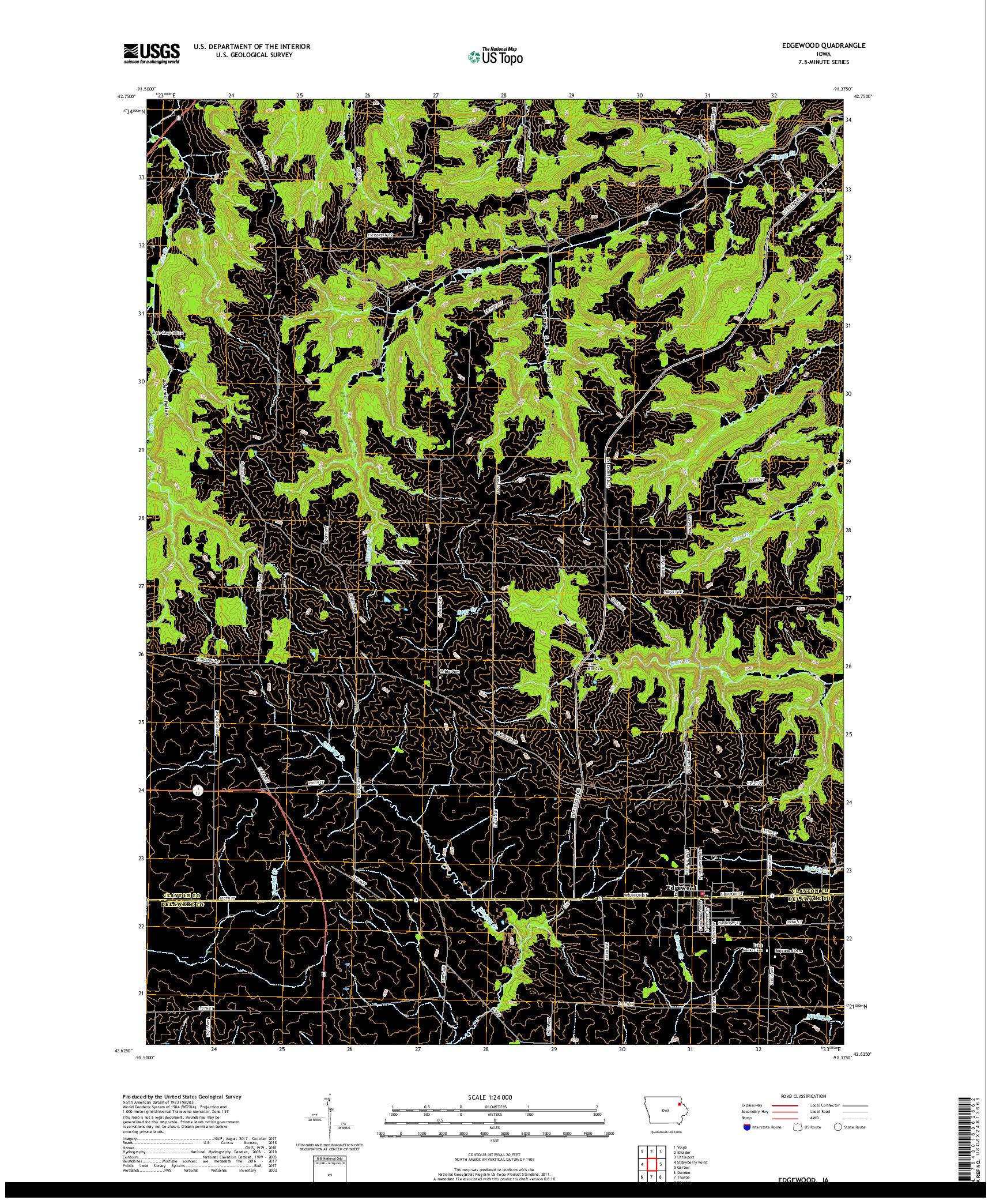 USGS US TOPO 7.5-MINUTE MAP FOR EDGEWOOD, IA 2018