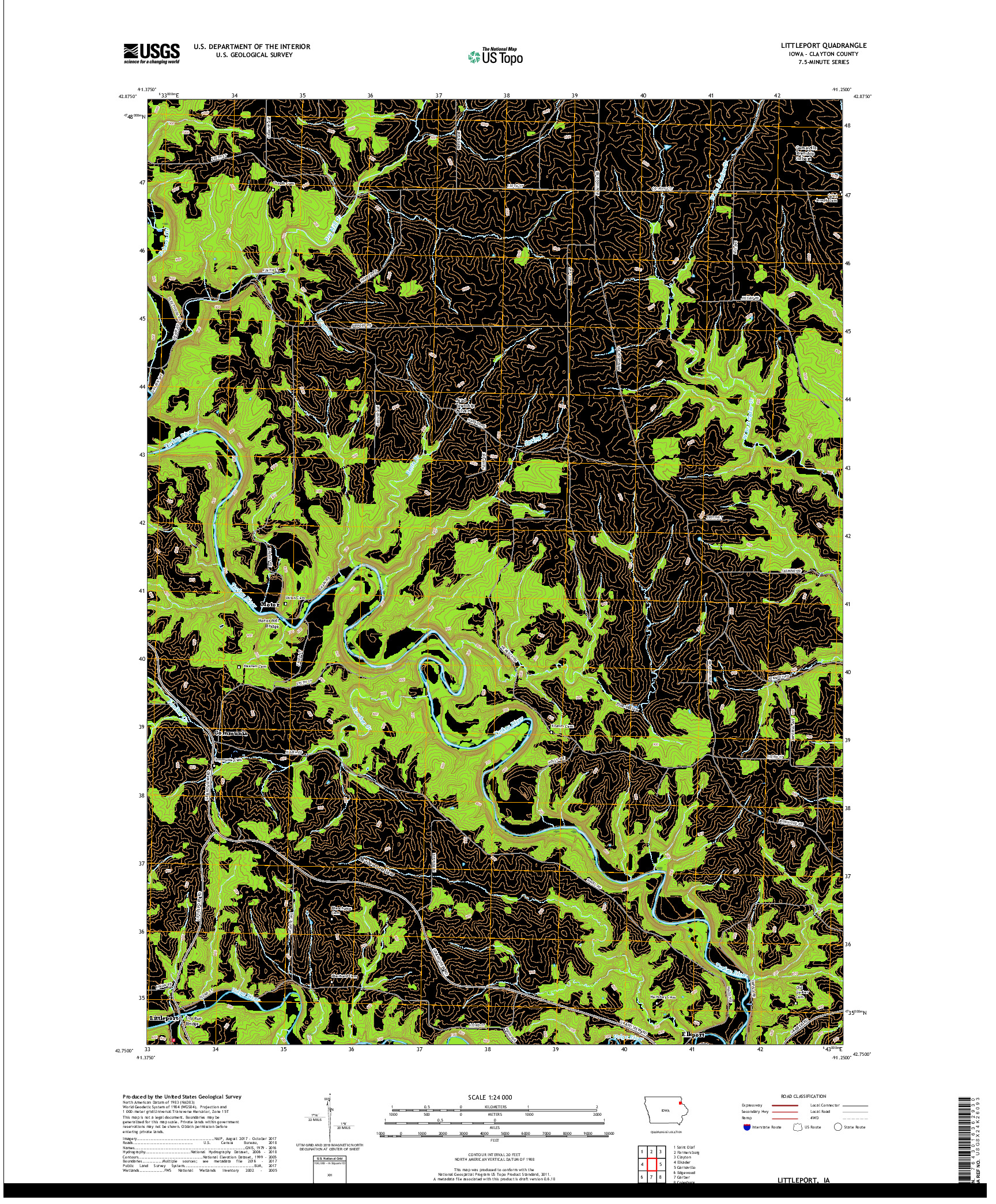 USGS US TOPO 7.5-MINUTE MAP FOR LITTLEPORT, IA 2018