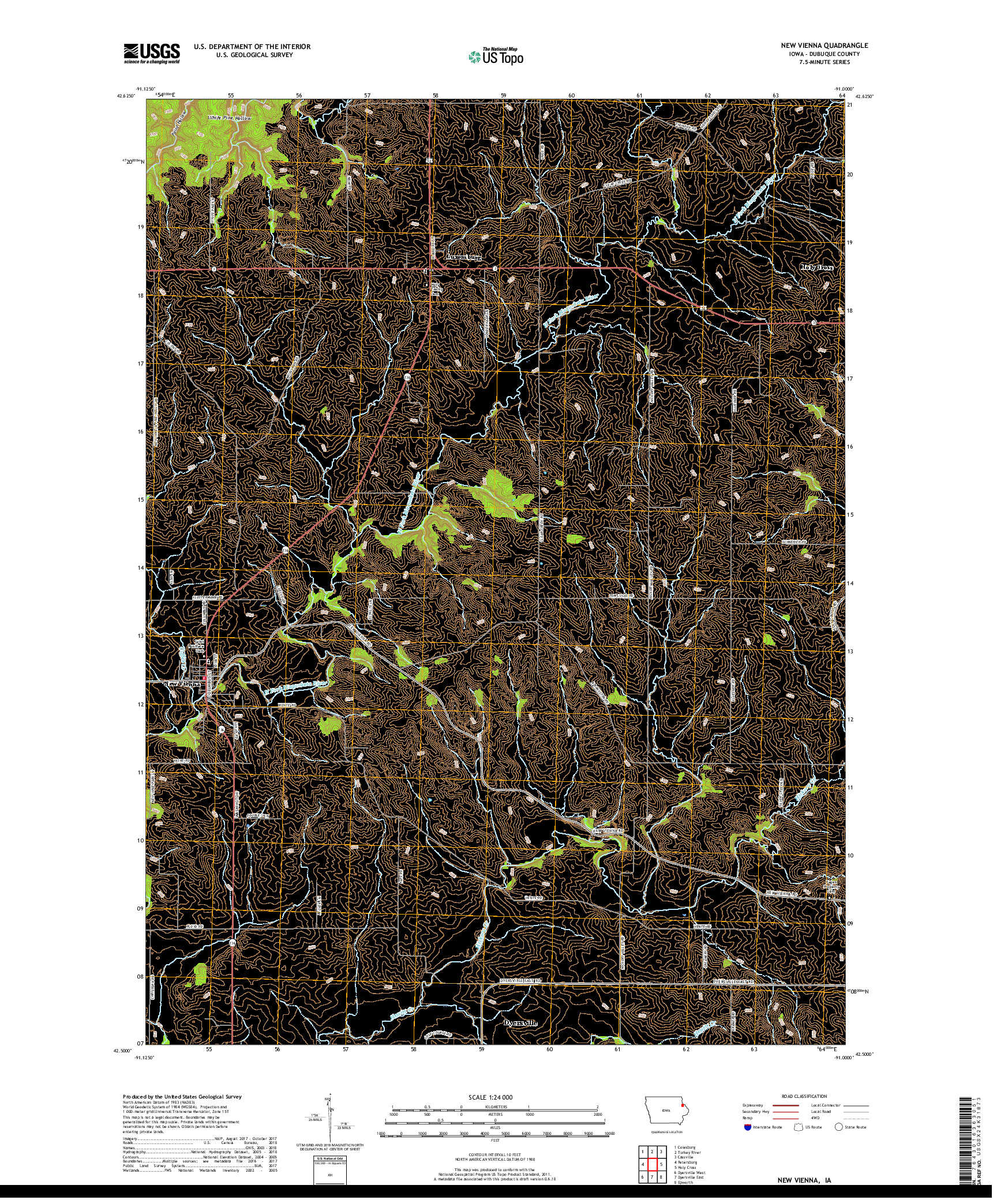 USGS US TOPO 7.5-MINUTE MAP FOR NEW VIENNA, IA 2018