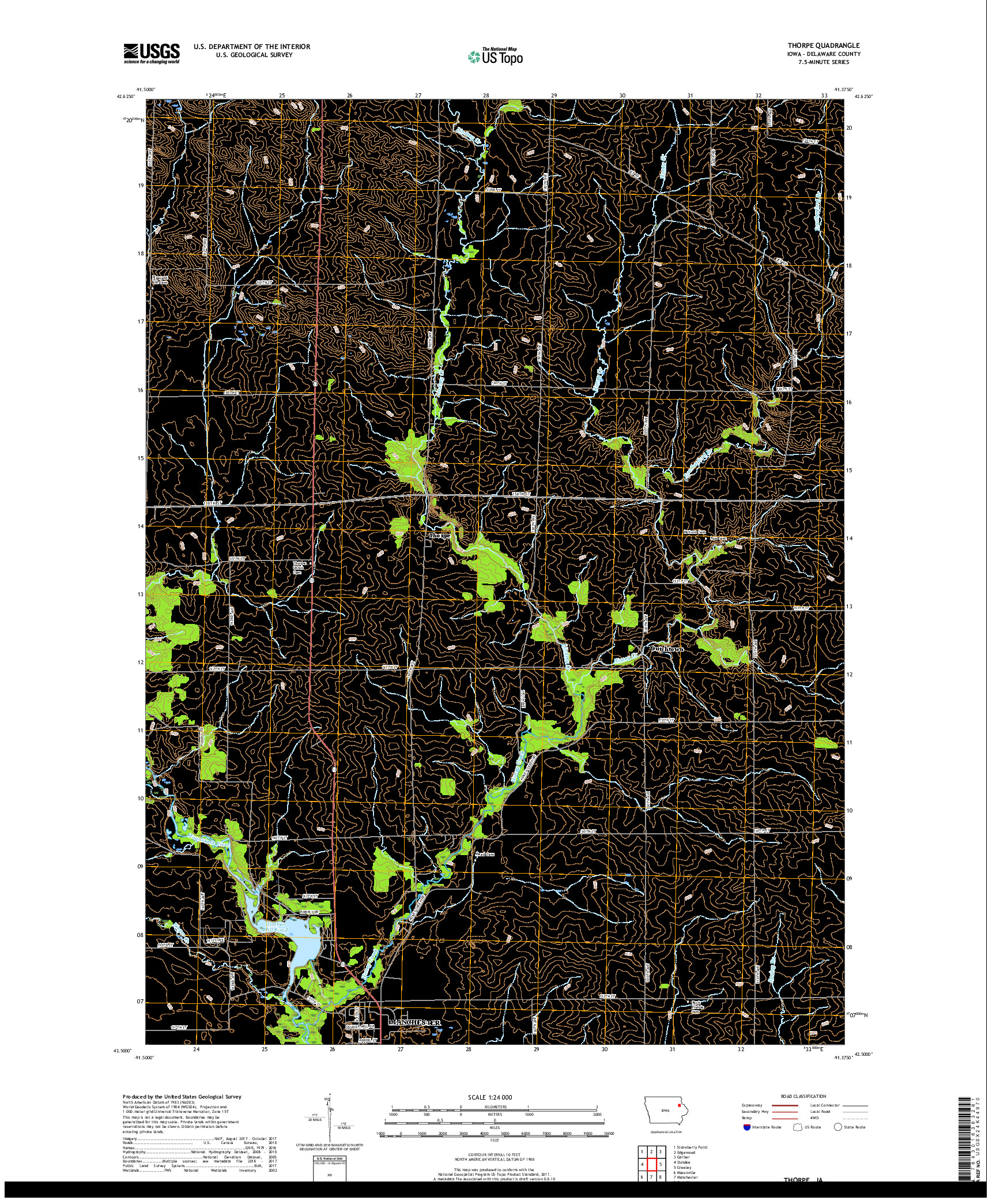 USGS US TOPO 7.5-MINUTE MAP FOR THORPE, IA 2018