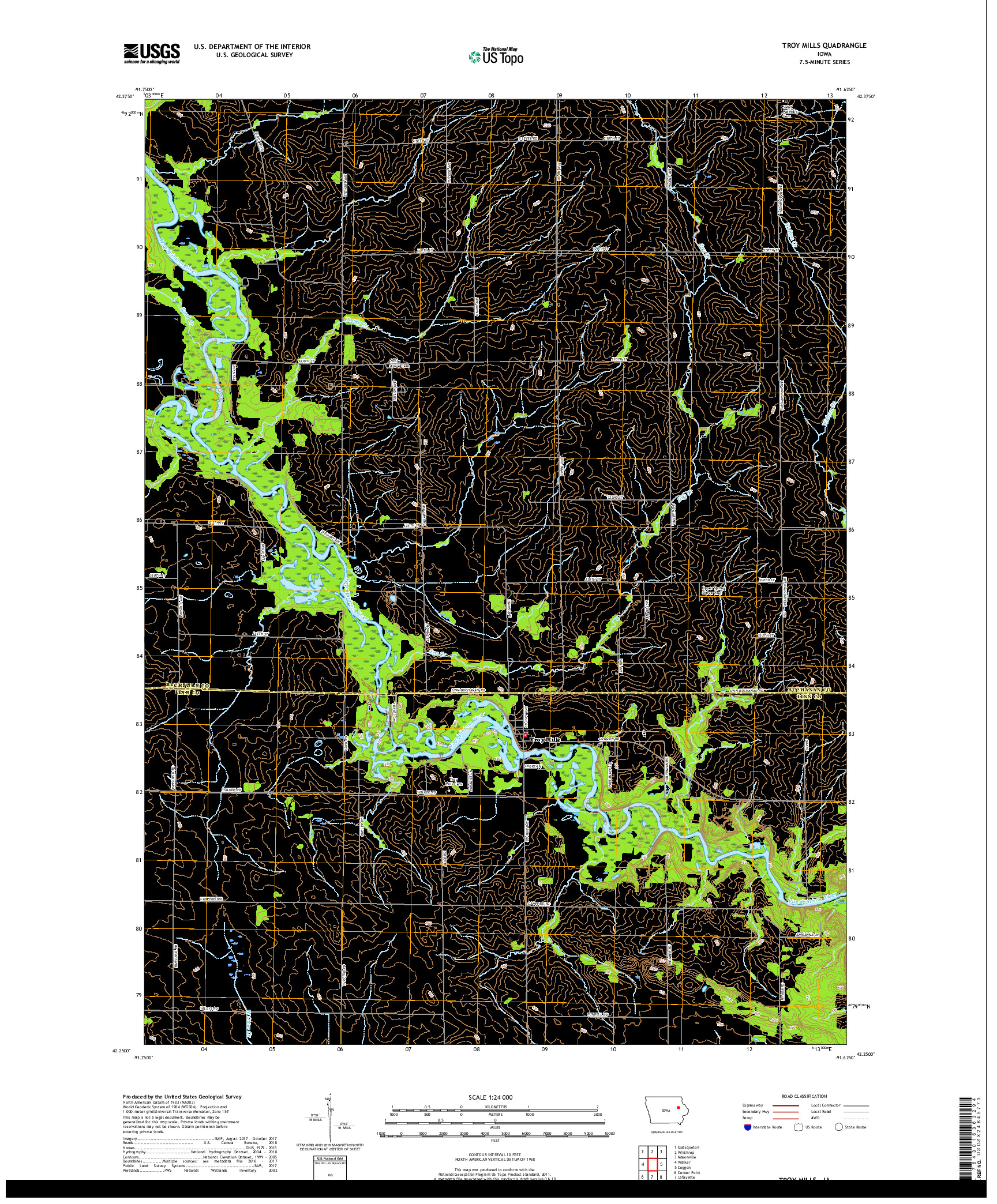 USGS US TOPO 7.5-MINUTE MAP FOR TROY MILLS, IA 2018
