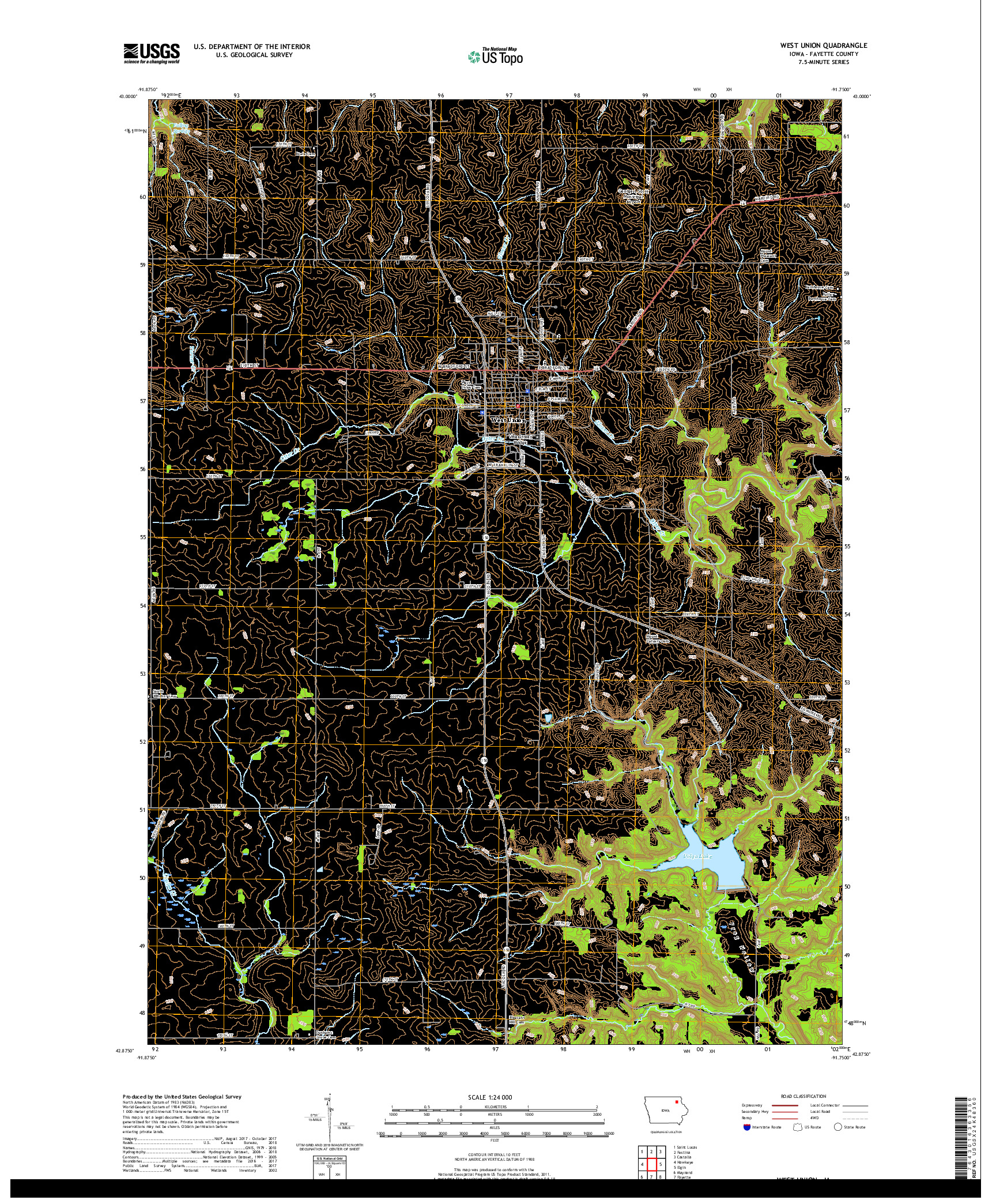 USGS US TOPO 7.5-MINUTE MAP FOR WEST UNION, IA 2018