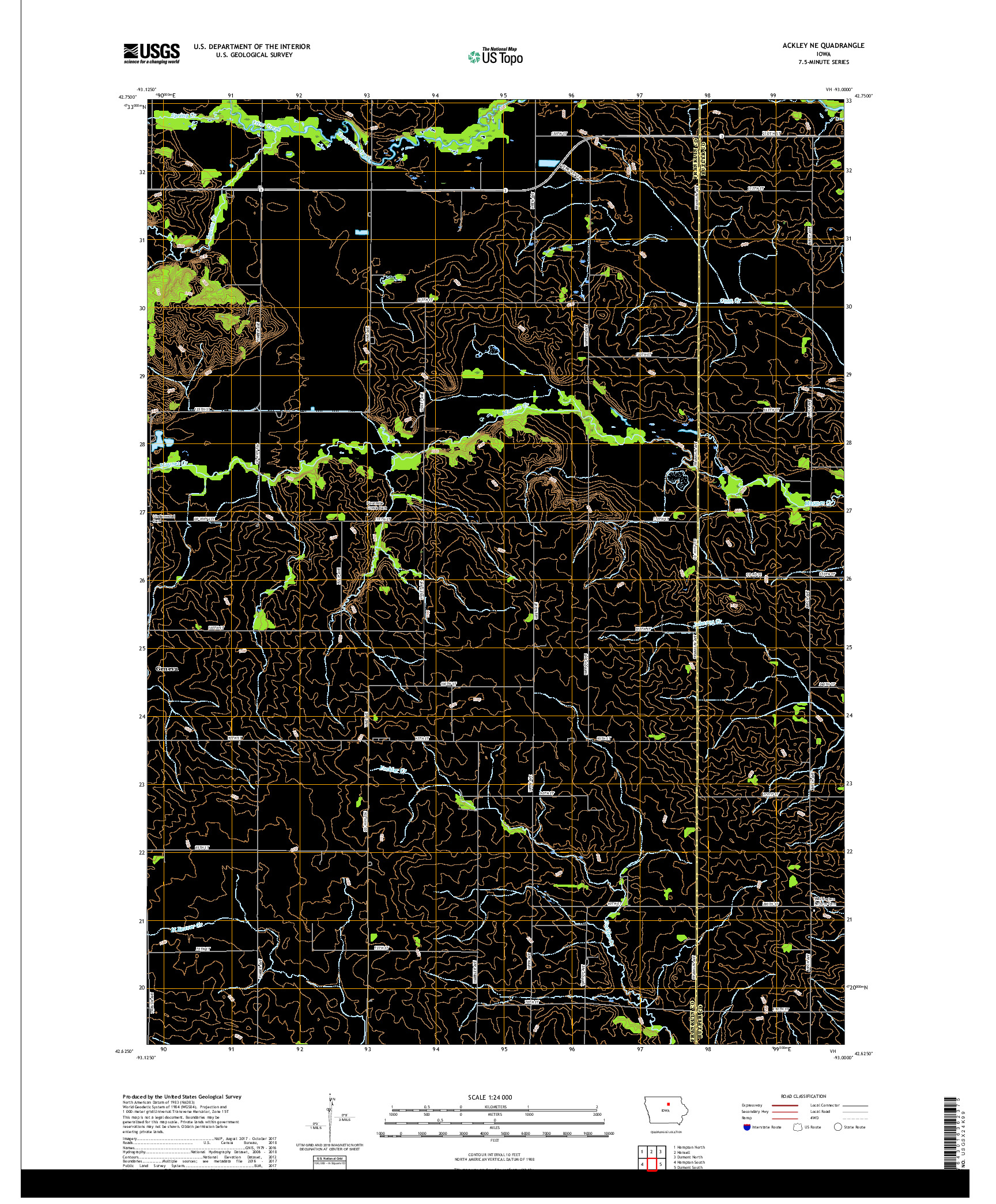 USGS US TOPO 7.5-MINUTE MAP FOR ACKLEY NE, IA 2018