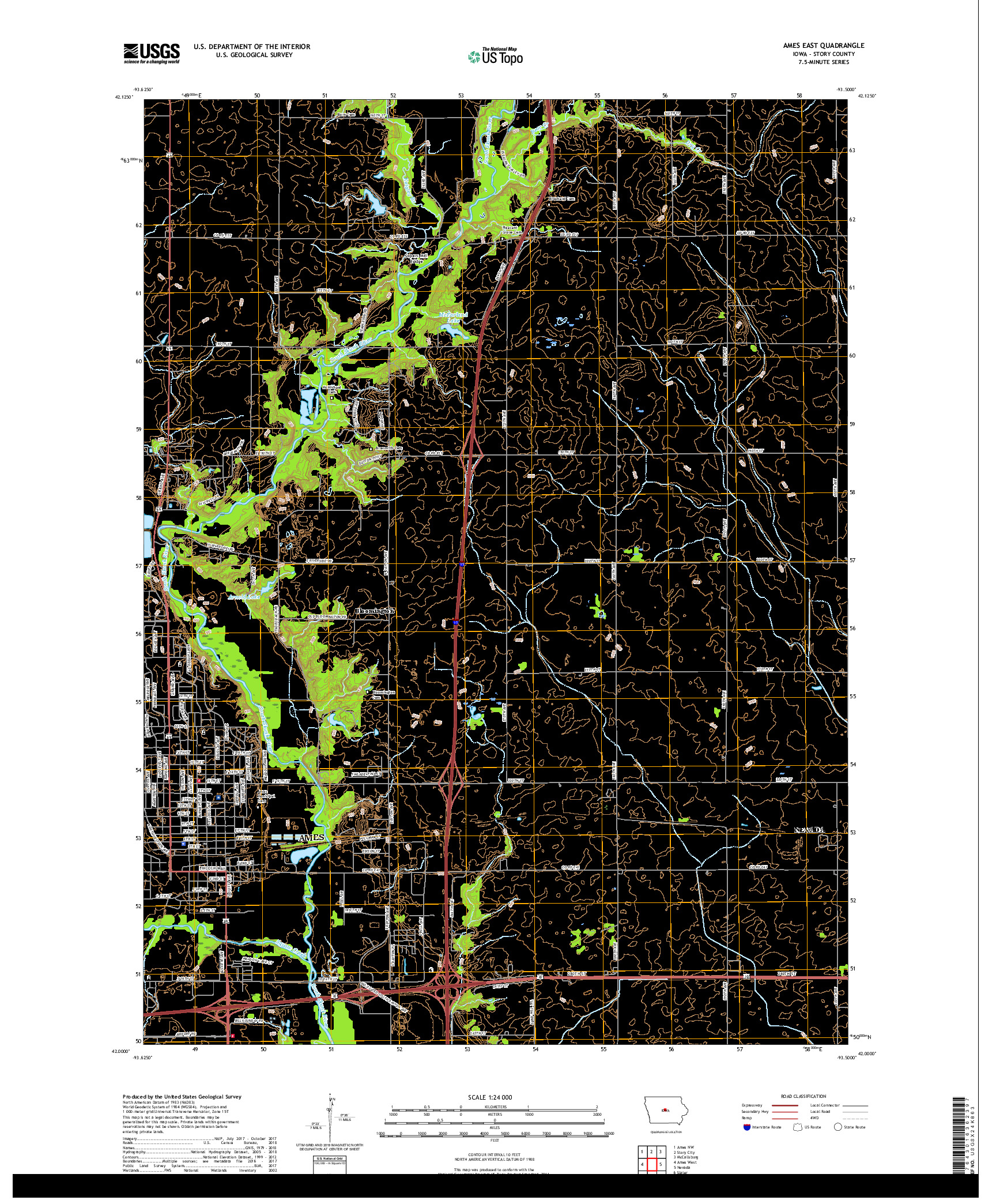 USGS US TOPO 7.5-MINUTE MAP FOR AMES EAST, IA 2018