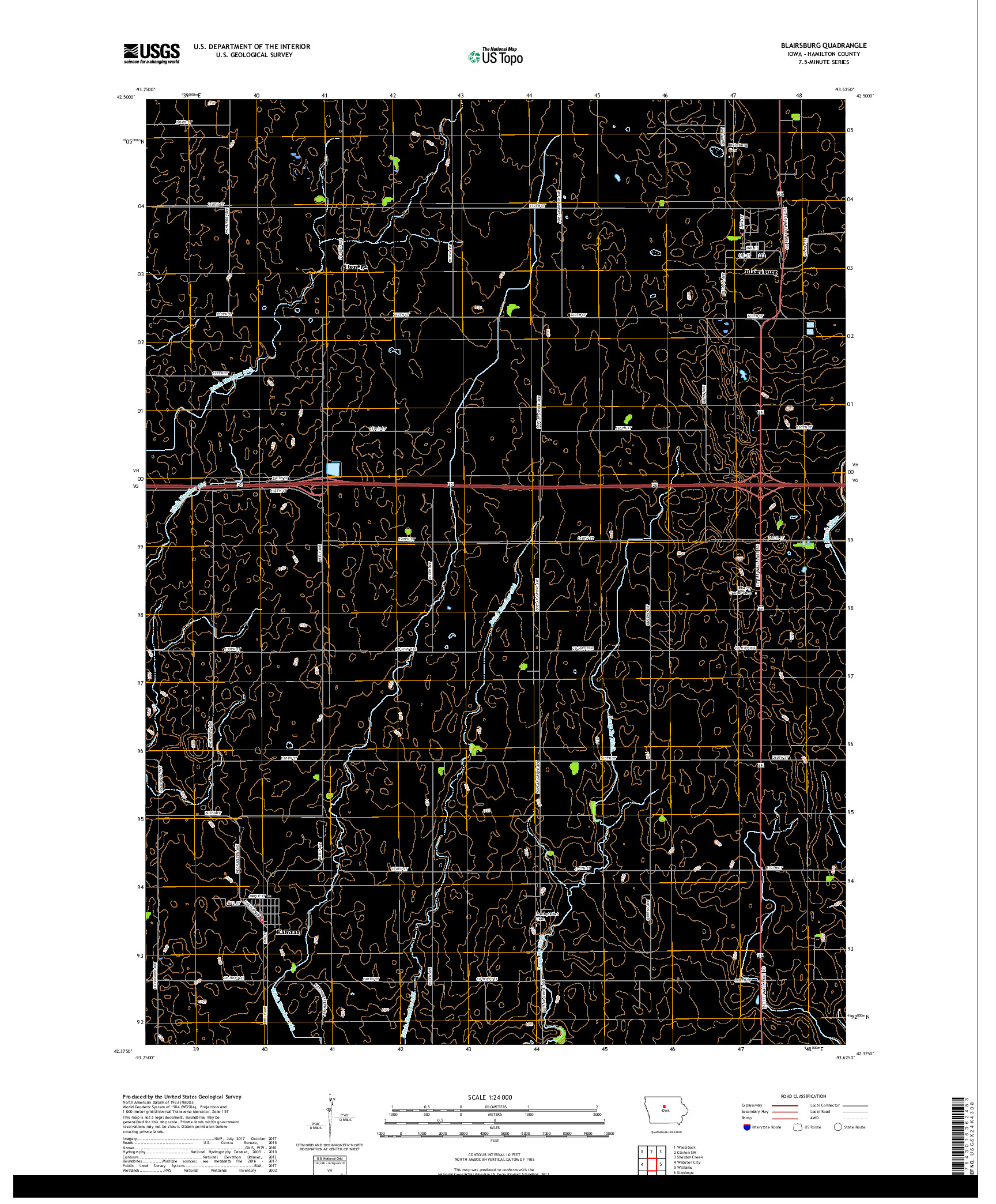 USGS US TOPO 7.5-MINUTE MAP FOR BLAIRSBURG, IA 2018
