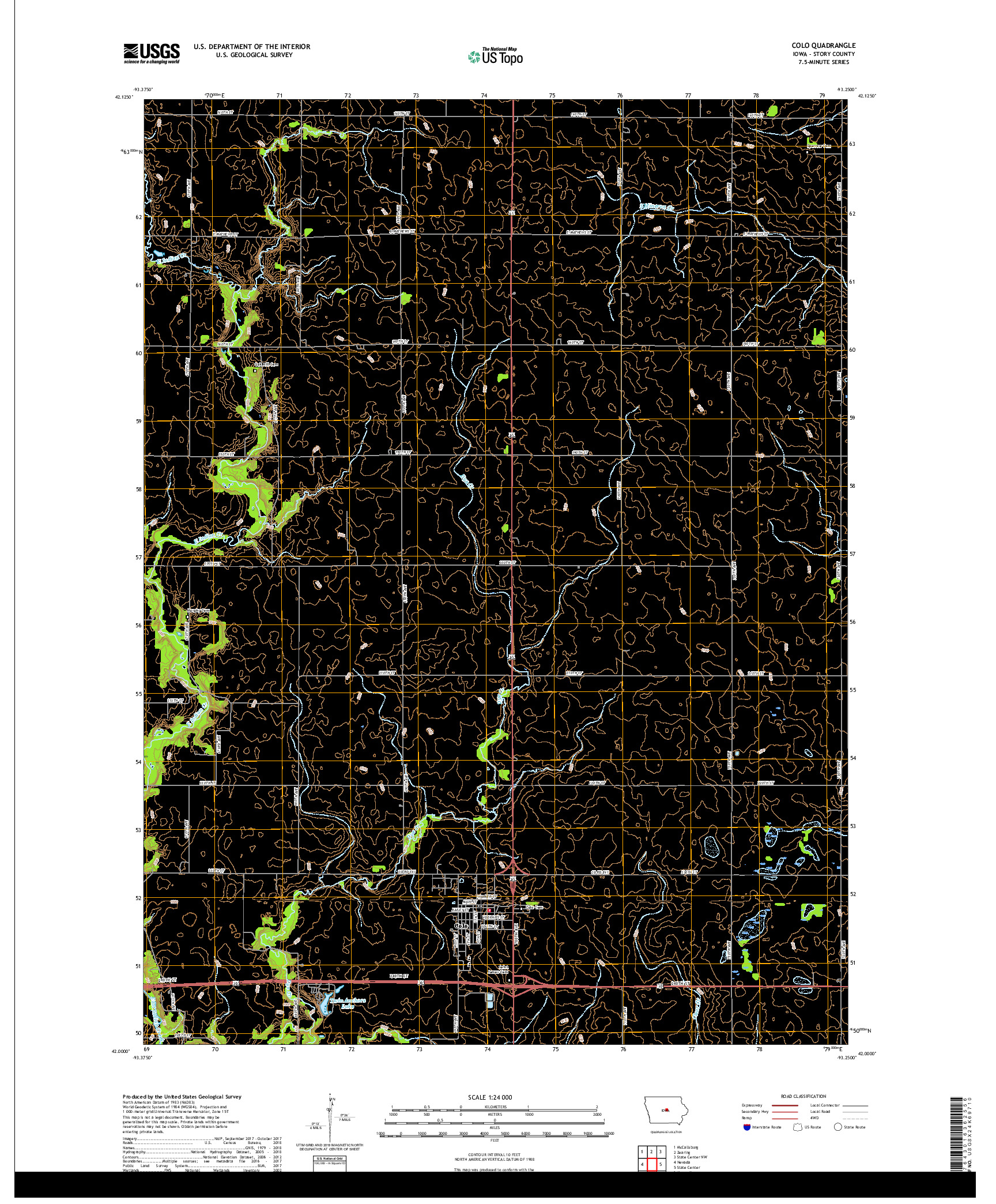 USGS US TOPO 7.5-MINUTE MAP FOR COLO, IA 2018