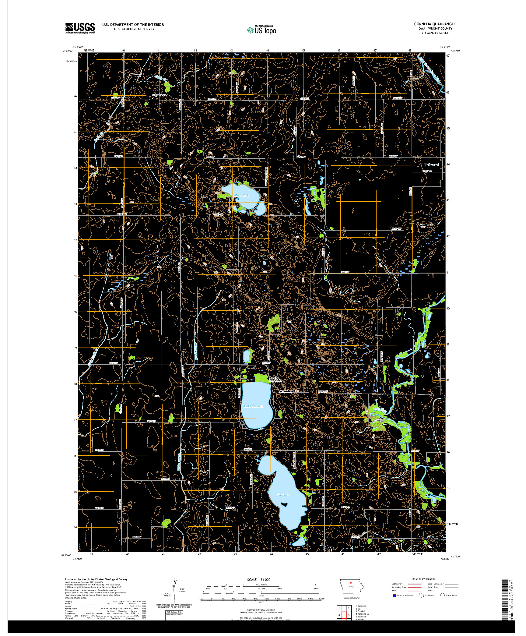 USGS US TOPO 7.5-MINUTE MAP FOR CORNELIA, IA 2018