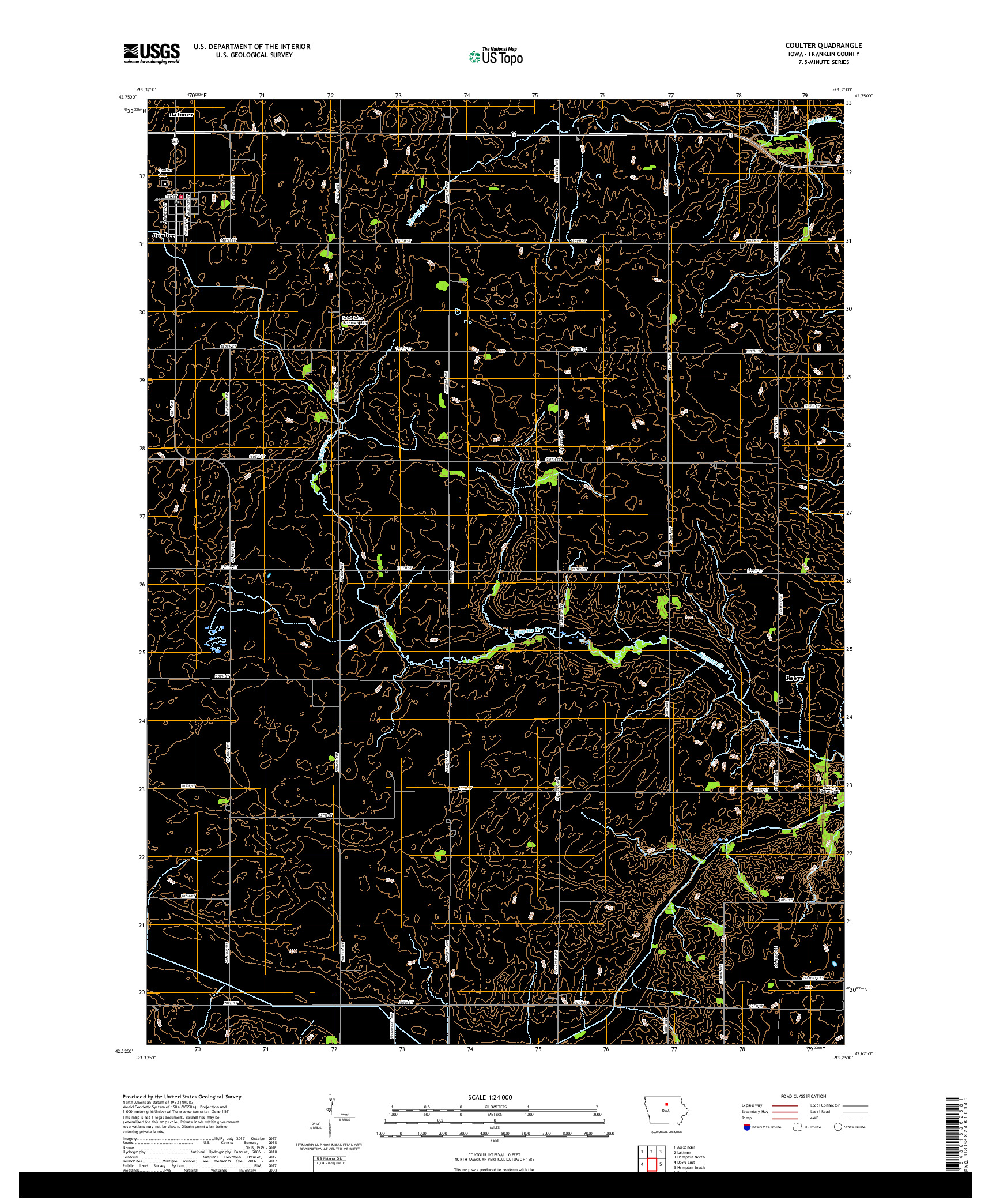 USGS US TOPO 7.5-MINUTE MAP FOR COULTER, IA 2018