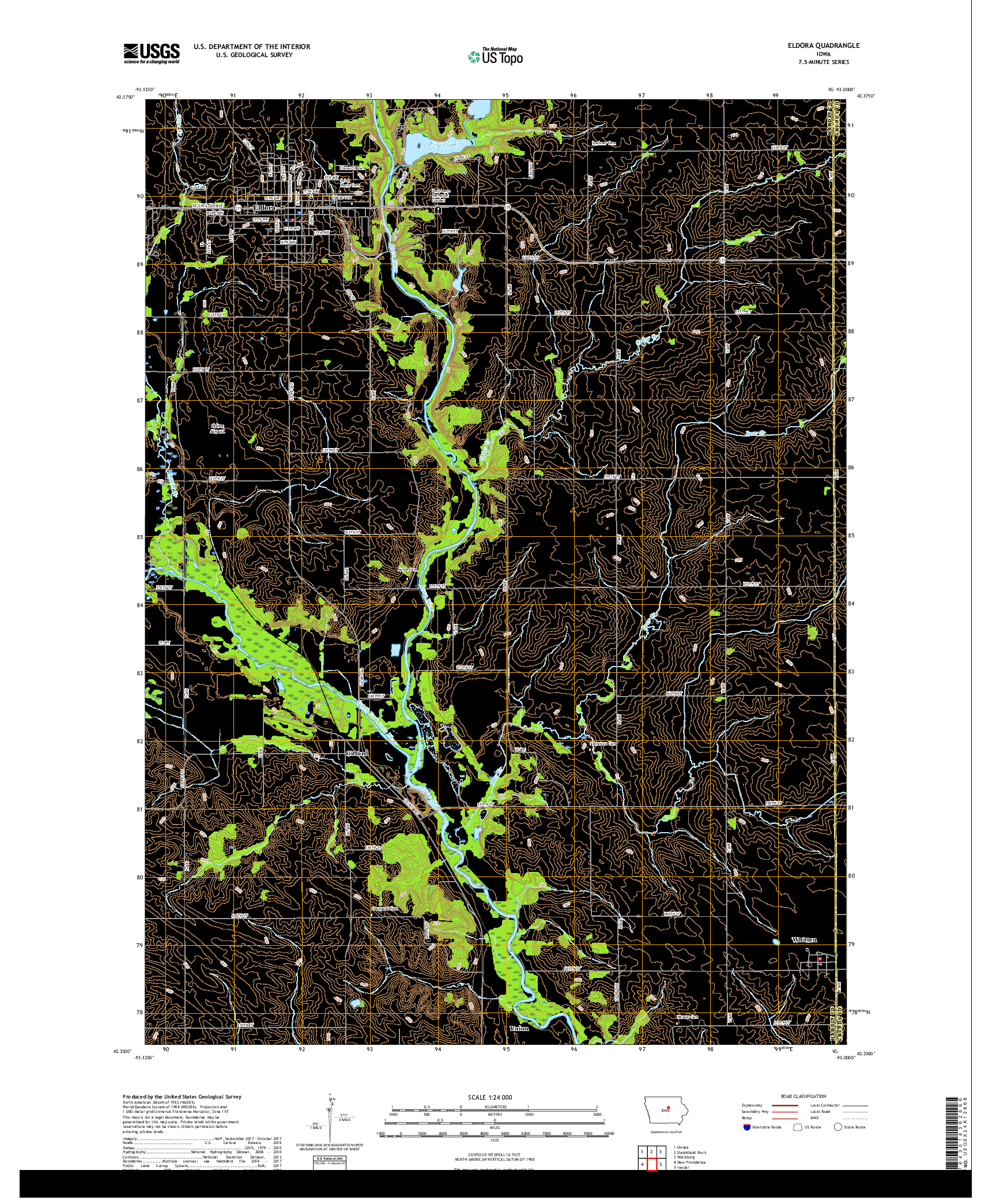 USGS US TOPO 7.5-MINUTE MAP FOR ELDORA, IA 2018