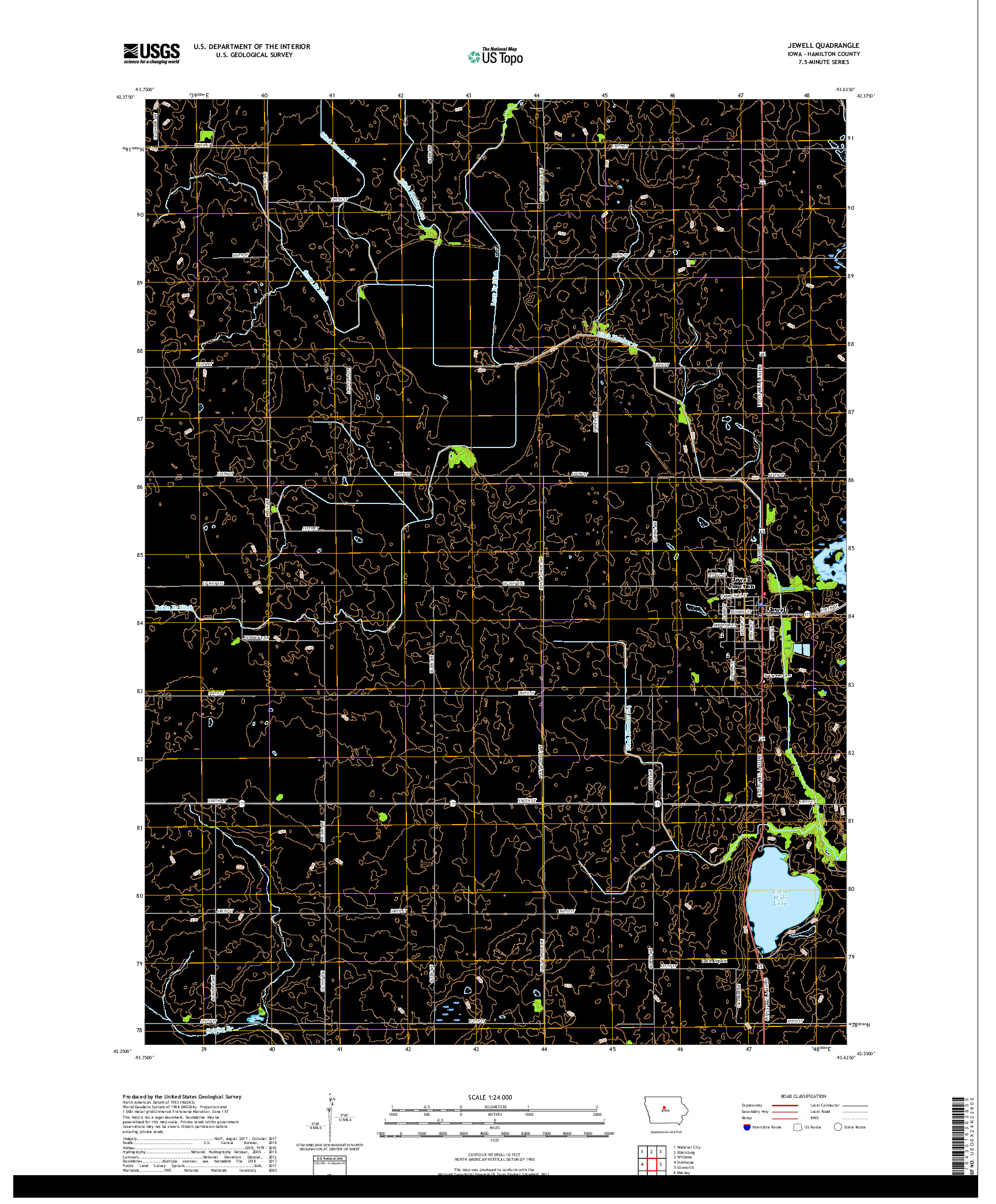 USGS US TOPO 7.5-MINUTE MAP FOR JEWELL, IA 2018