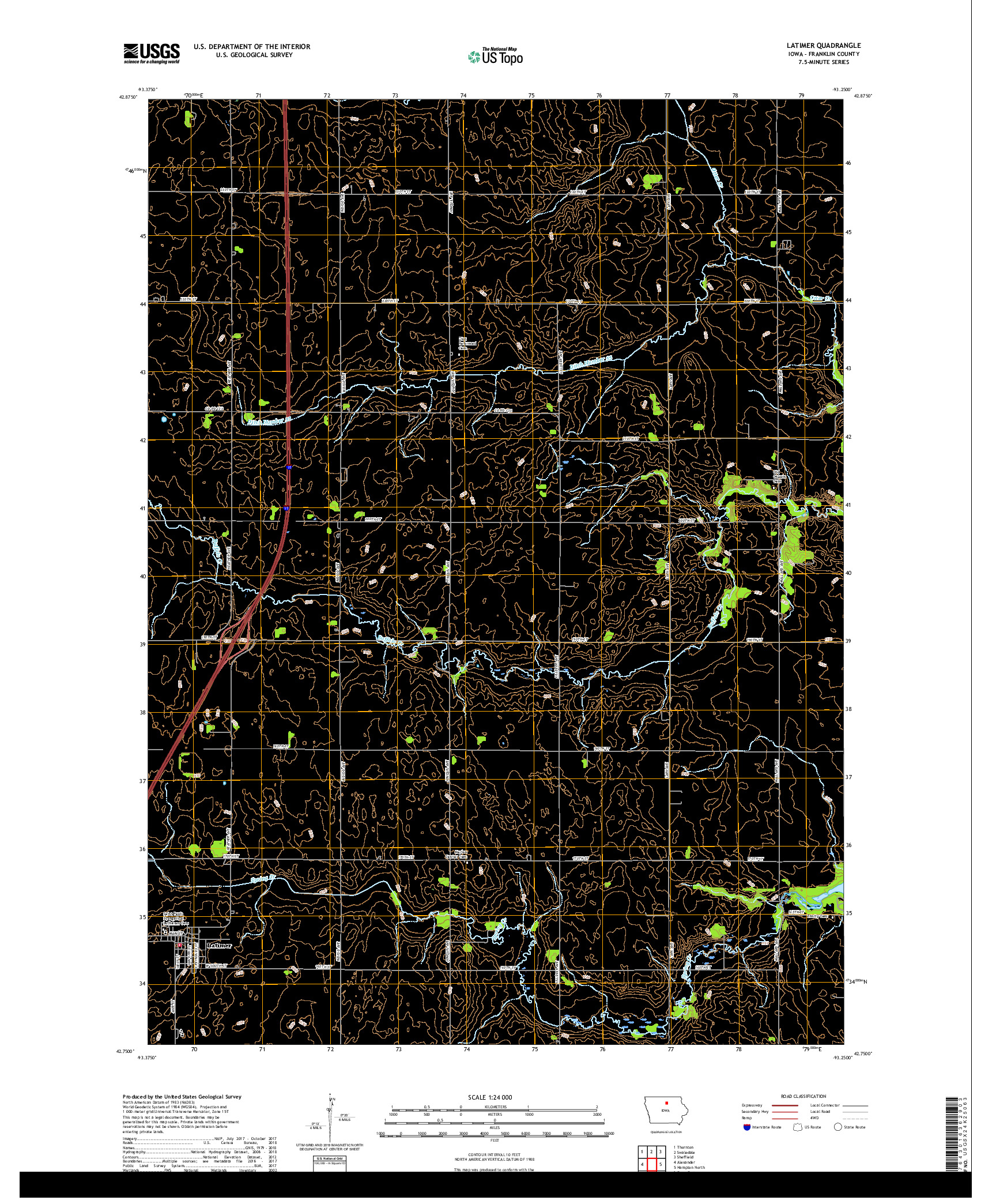 USGS US TOPO 7.5-MINUTE MAP FOR LATIMER, IA 2018