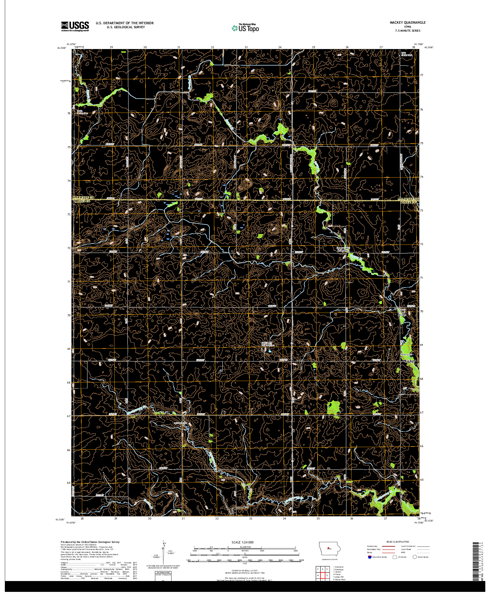 USGS US TOPO 7.5-MINUTE MAP FOR MACKEY, IA 2018