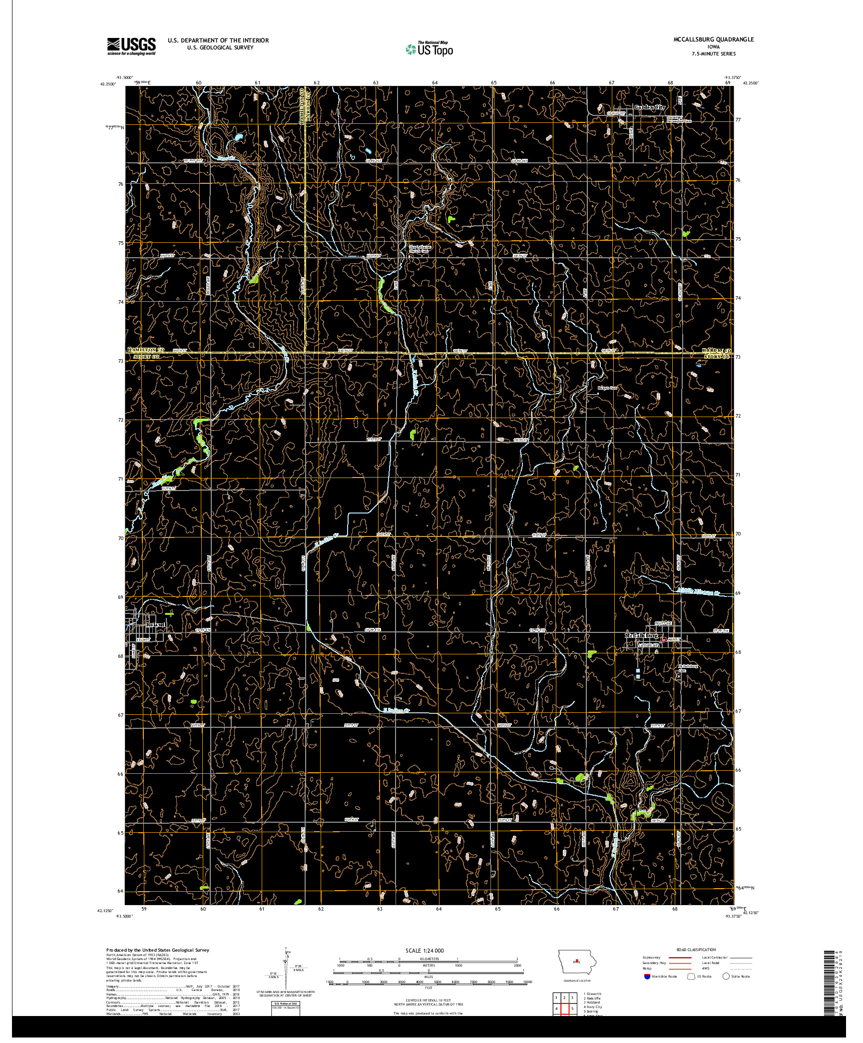 USGS US TOPO 7.5-MINUTE MAP FOR MCCALLSBURG, IA 2018