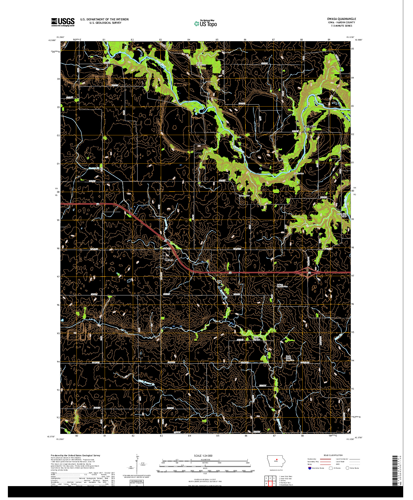 USGS US TOPO 7.5-MINUTE MAP FOR OWASA, IA 2018