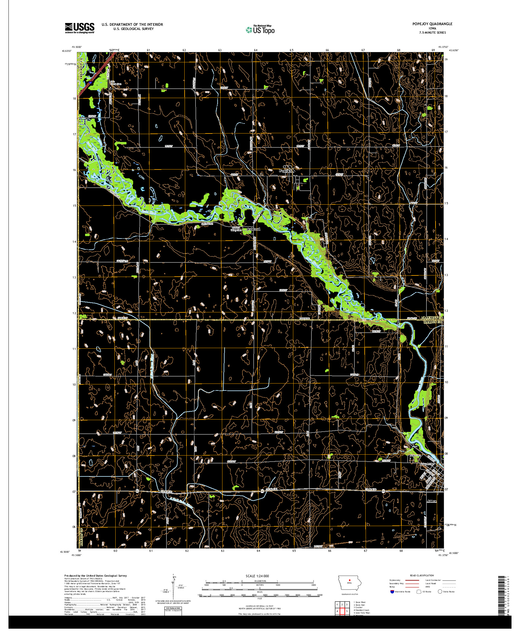 USGS US TOPO 7.5-MINUTE MAP FOR POPEJOY, IA 2018