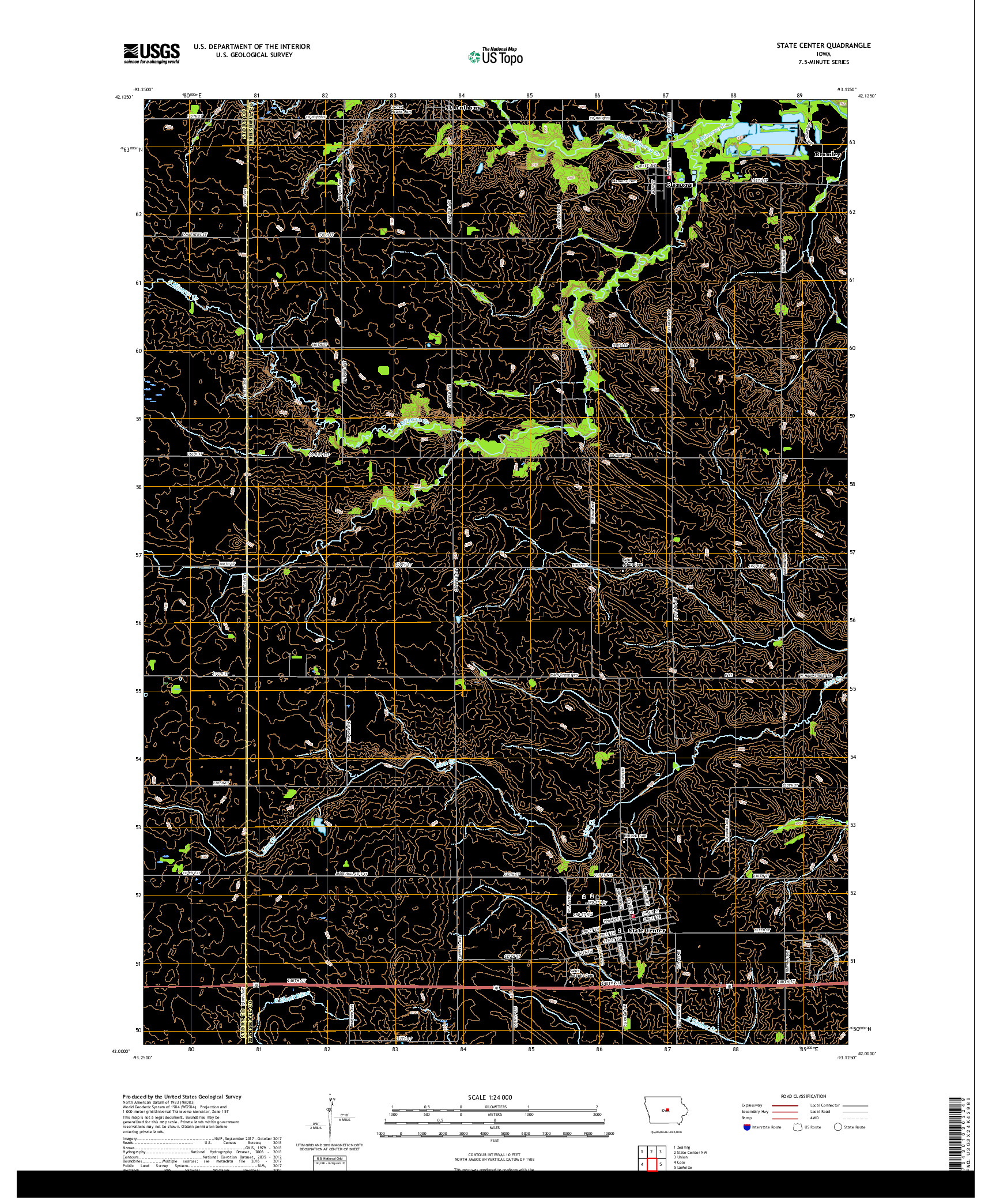 USGS US TOPO 7.5-MINUTE MAP FOR STATE CENTER, IA 2018