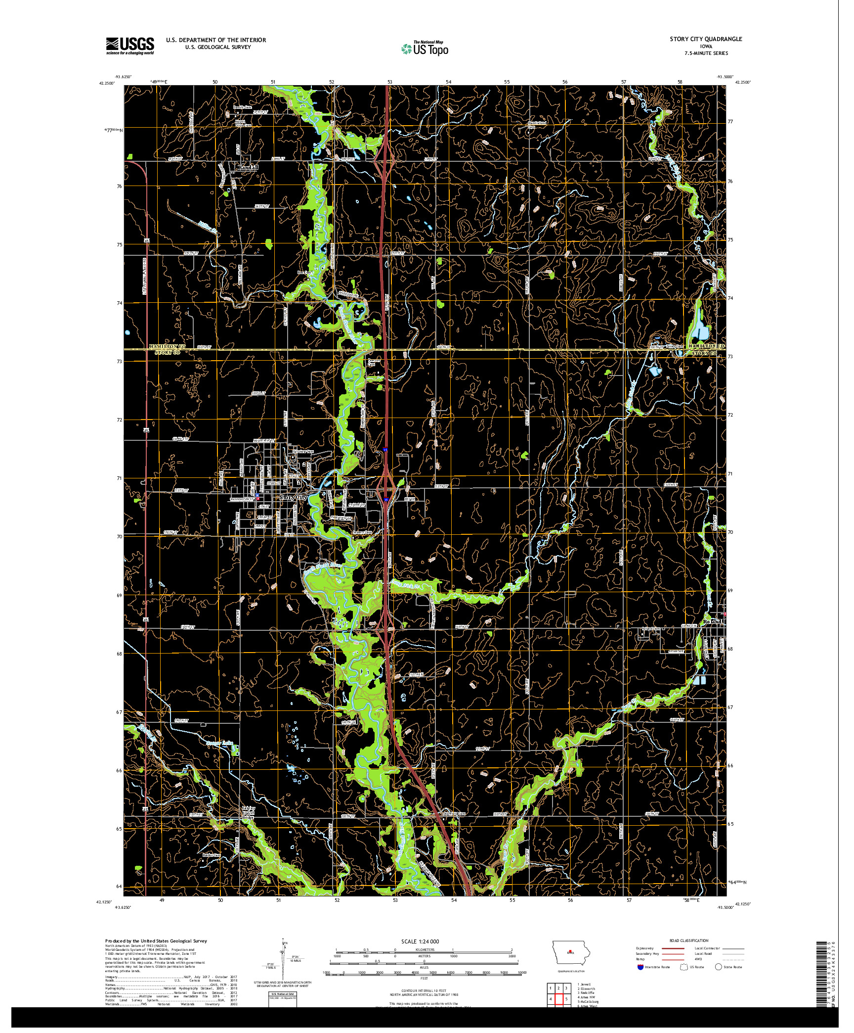 USGS US TOPO 7.5-MINUTE MAP FOR STORY CITY, IA 2018