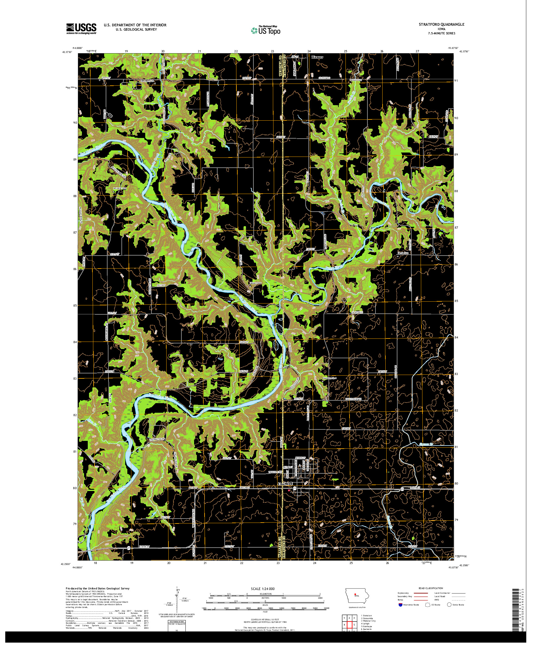 USGS US TOPO 7.5-MINUTE MAP FOR STRATFORD, IA 2018