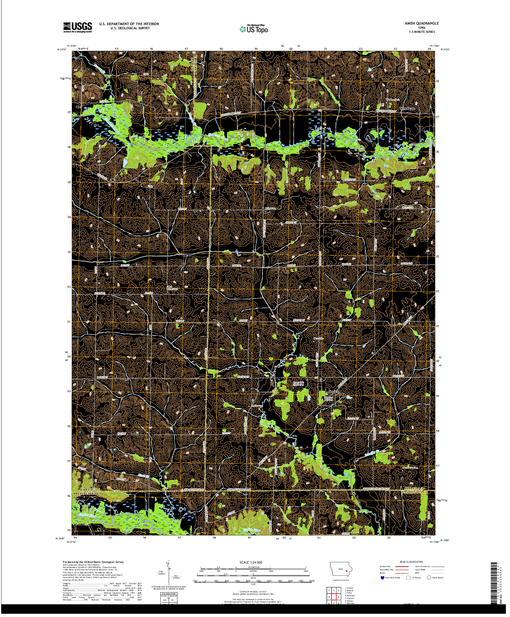 USGS US TOPO 7.5-MINUTE MAP FOR AMISH, IA 2018