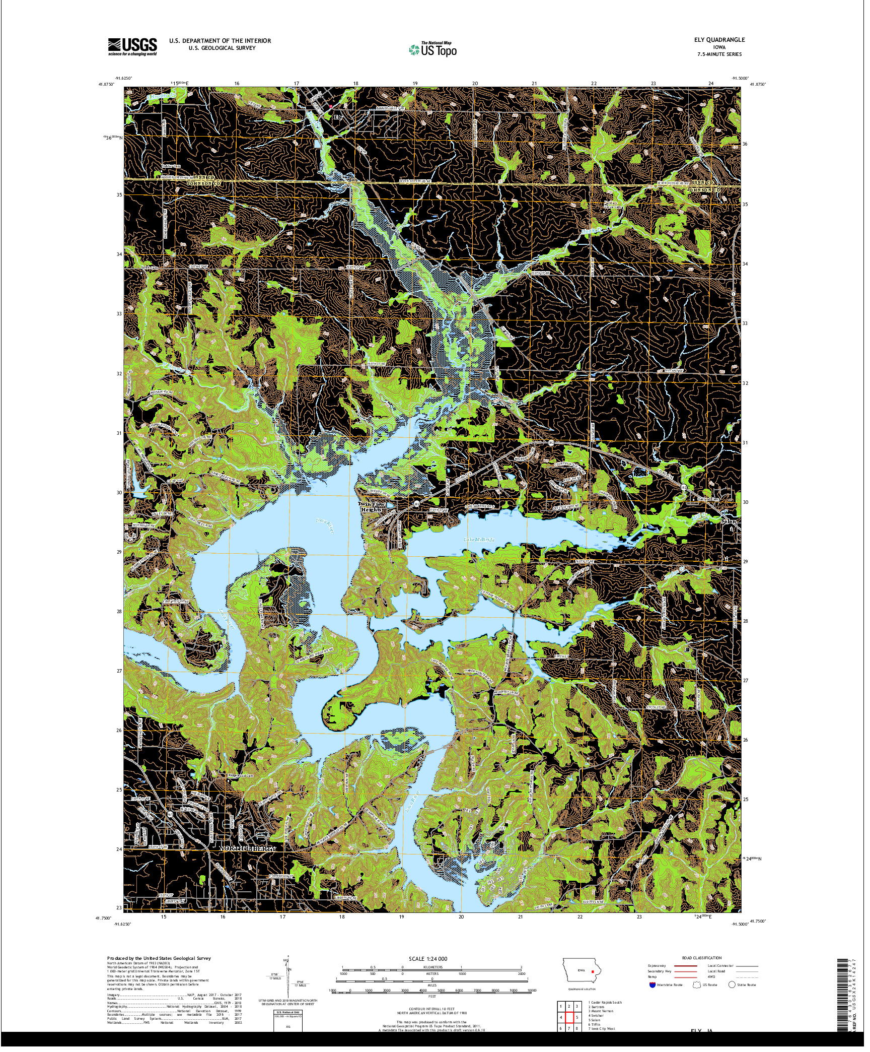 USGS US TOPO 7.5-MINUTE MAP FOR ELY, IA 2018