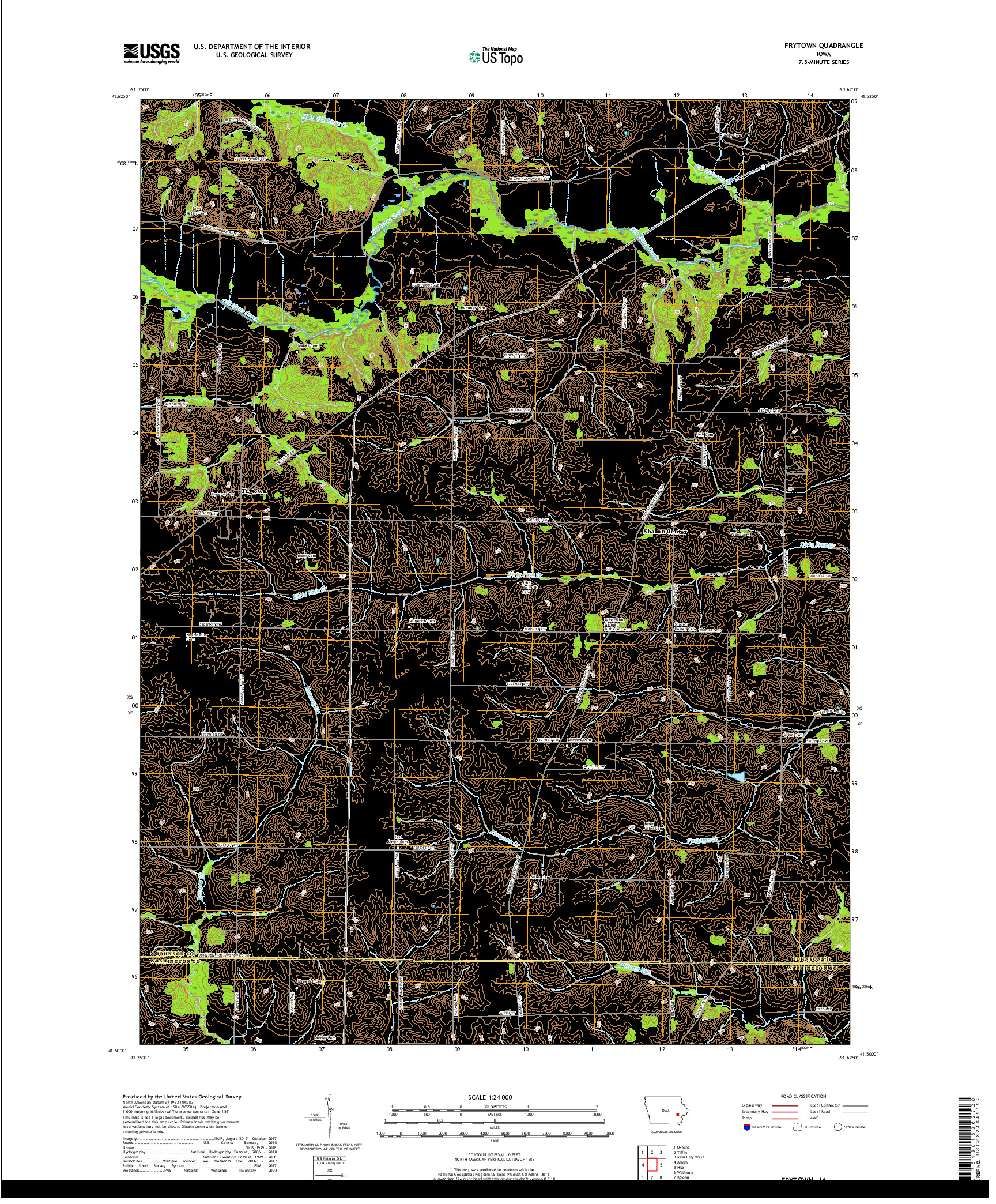 USGS US TOPO 7.5-MINUTE MAP FOR FRYTOWN, IA 2018