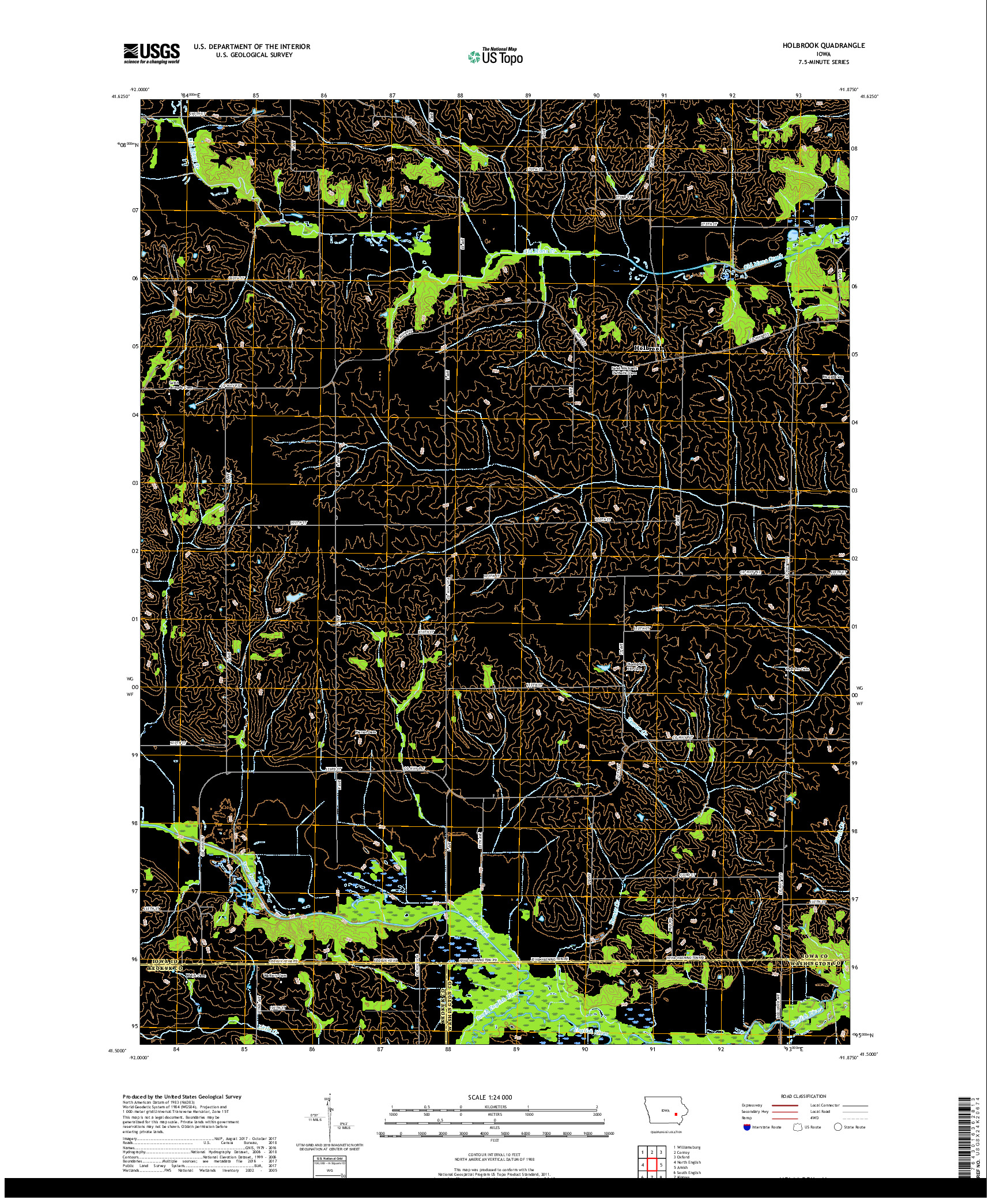 USGS US TOPO 7.5-MINUTE MAP FOR HOLBROOK, IA 2018