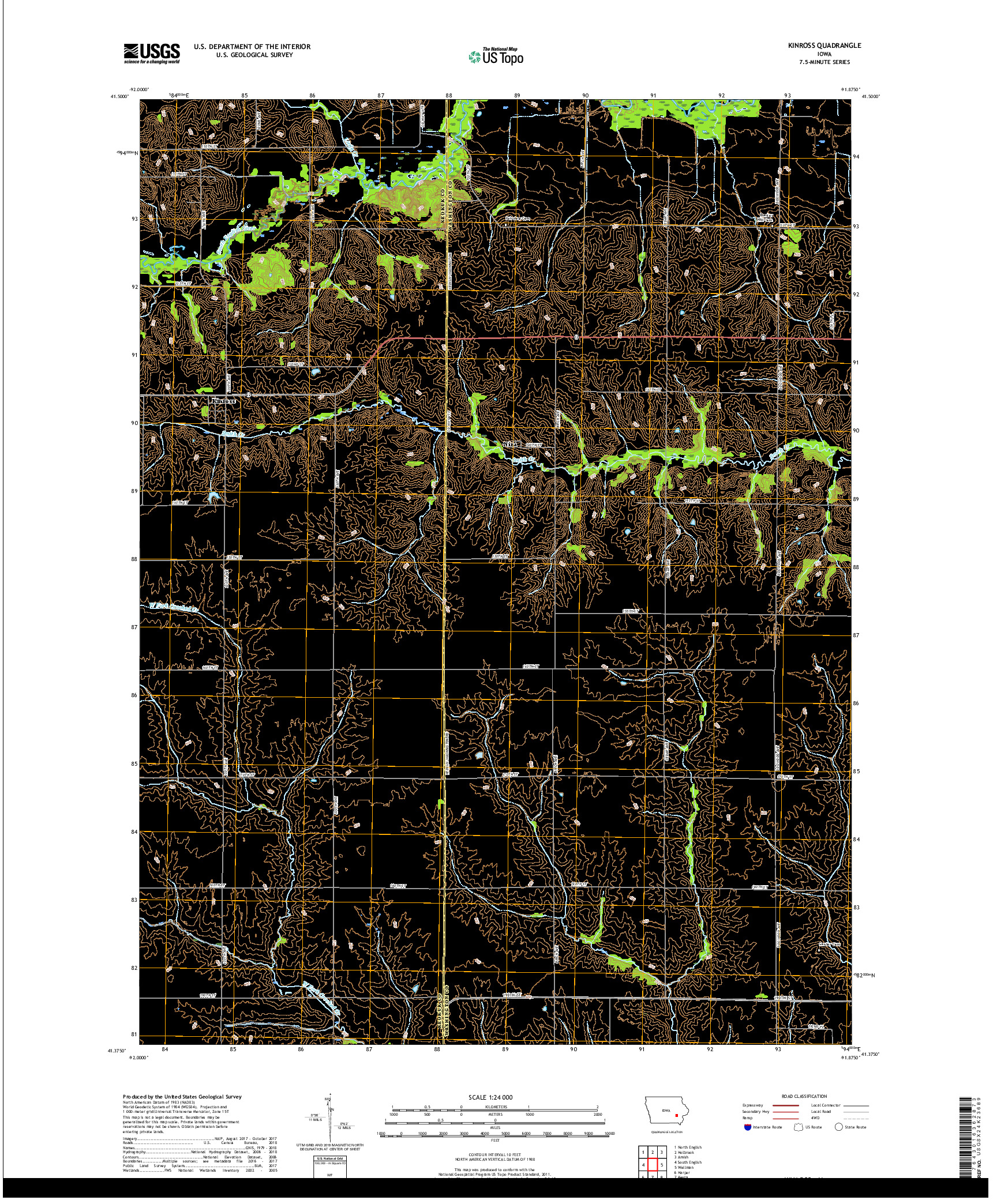 USGS US TOPO 7.5-MINUTE MAP FOR KINROSS, IA 2018
