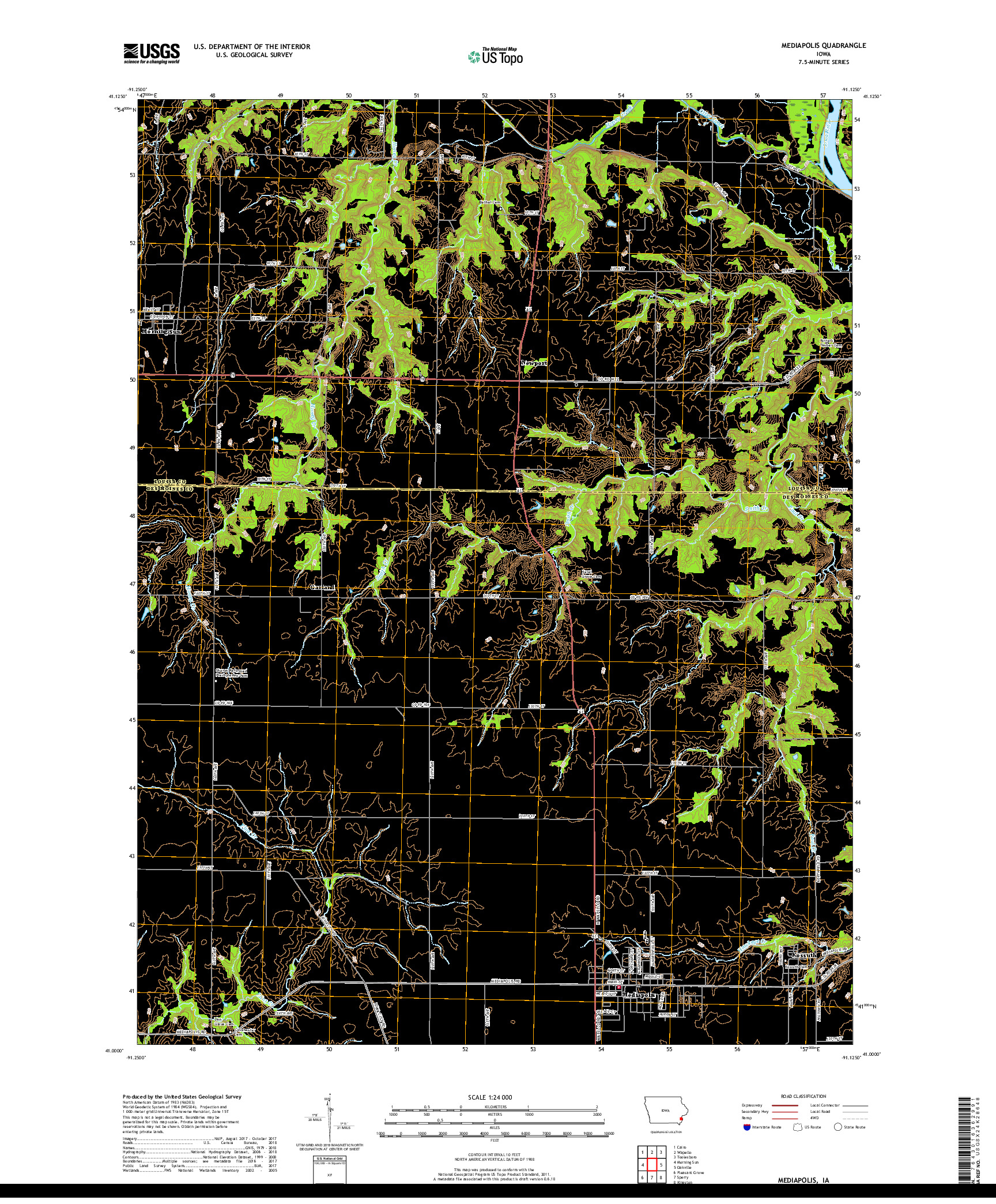 USGS US TOPO 7.5-MINUTE MAP FOR MEDIAPOLIS, IA 2018