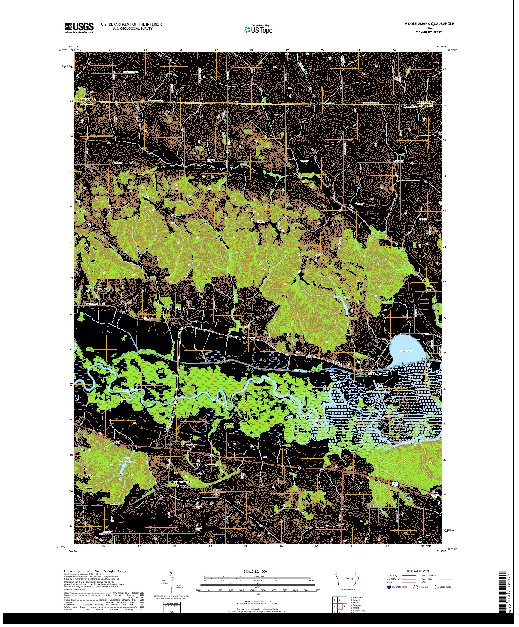 USGS US TOPO 7.5-MINUTE MAP FOR MIDDLE AMANA, IA 2018