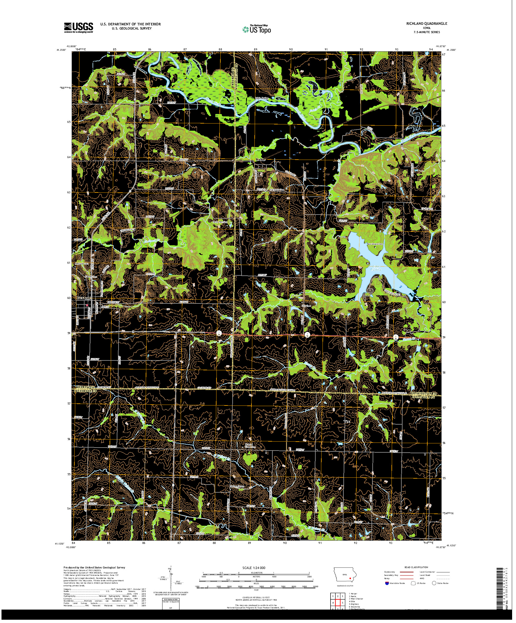 USGS US TOPO 7.5-MINUTE MAP FOR RICHLAND, IA 2018