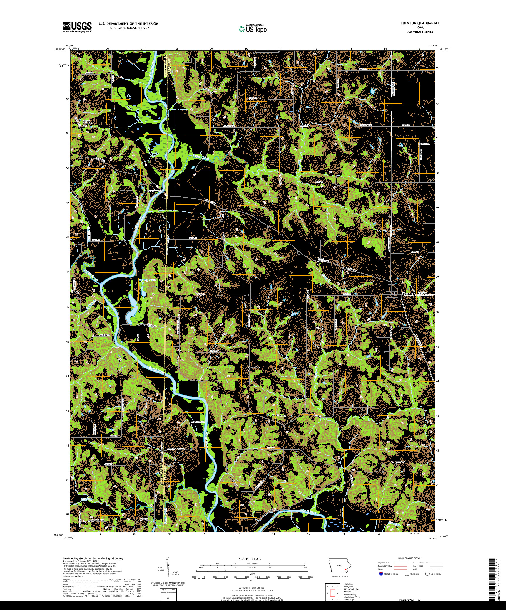 USGS US TOPO 7.5-MINUTE MAP FOR TRENTON, IA 2018