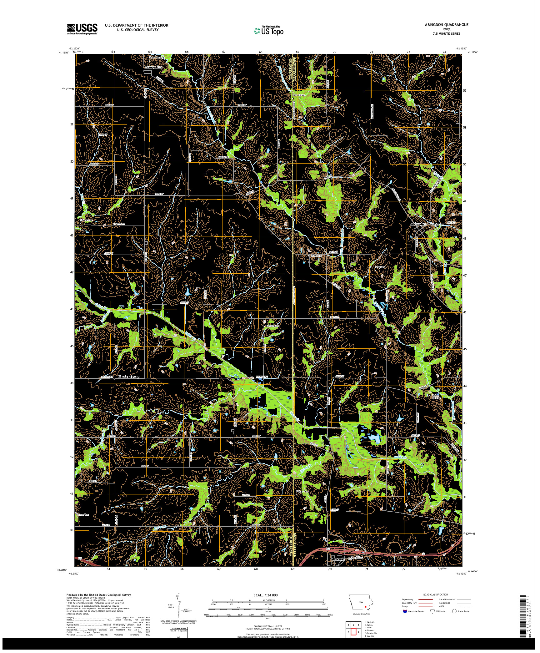 USGS US TOPO 7.5-MINUTE MAP FOR ABINGDON, IA 2018