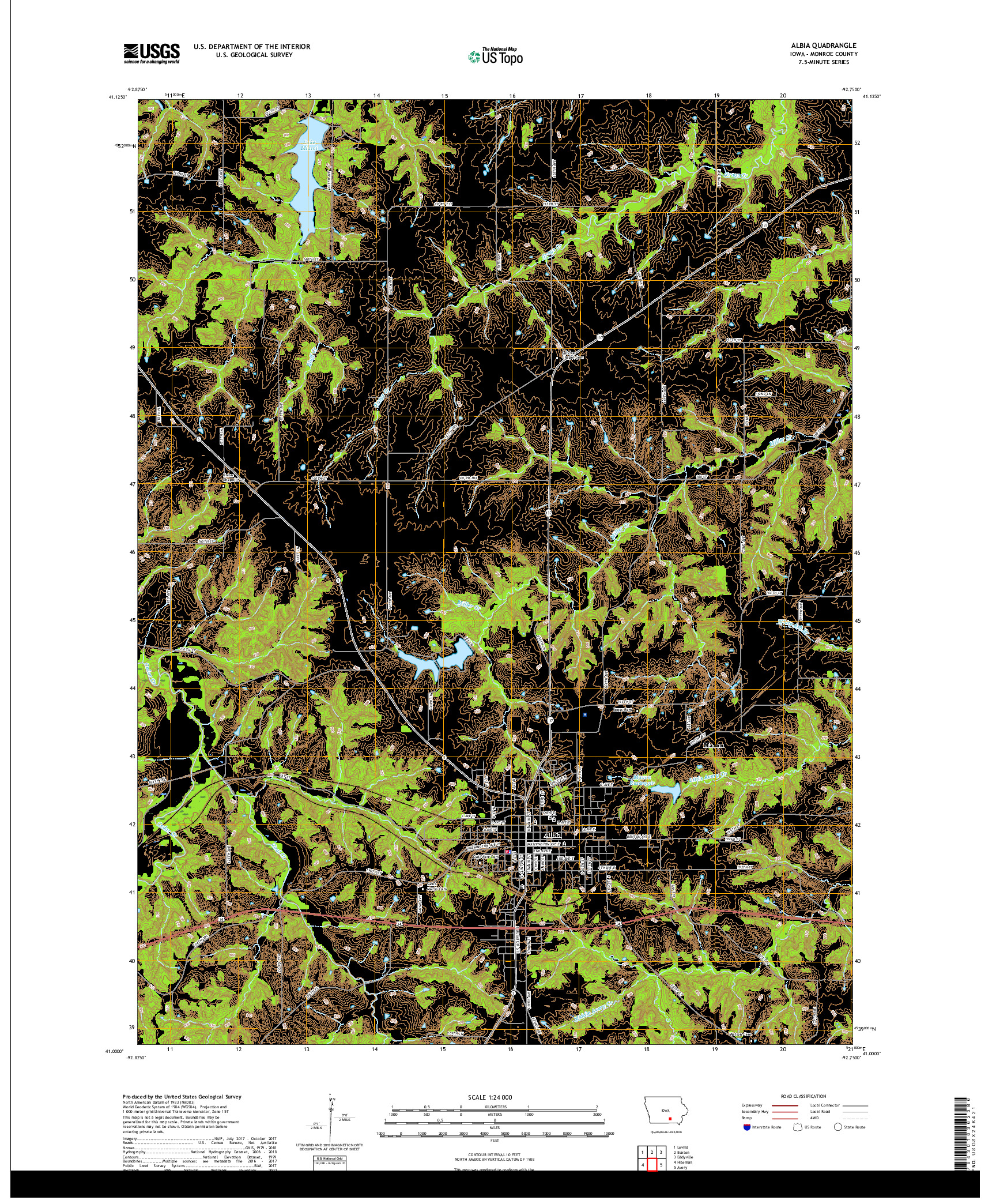 USGS US TOPO 7.5-MINUTE MAP FOR ALBIA, IA 2018