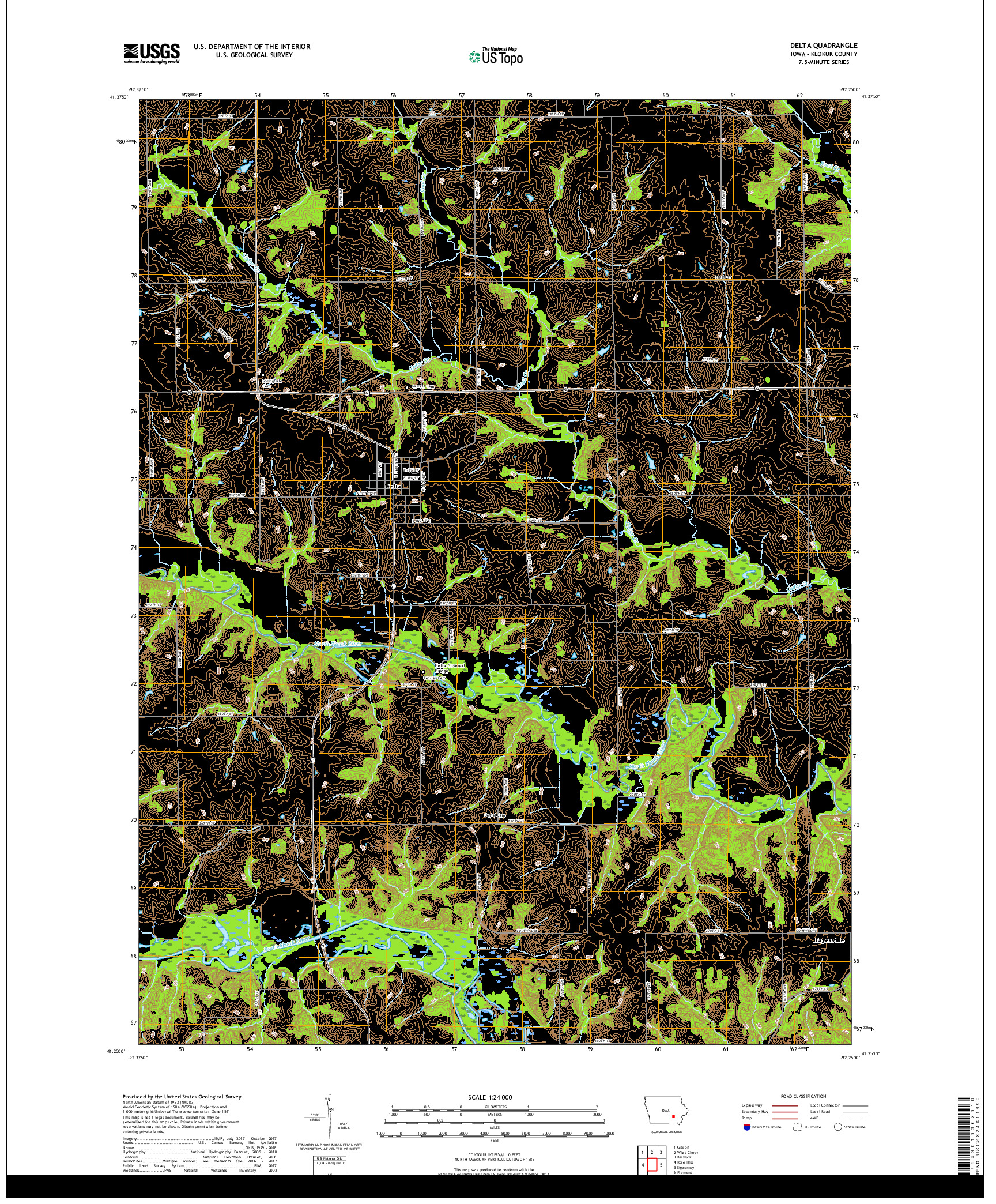 USGS US TOPO 7.5-MINUTE MAP FOR DELTA, IA 2018