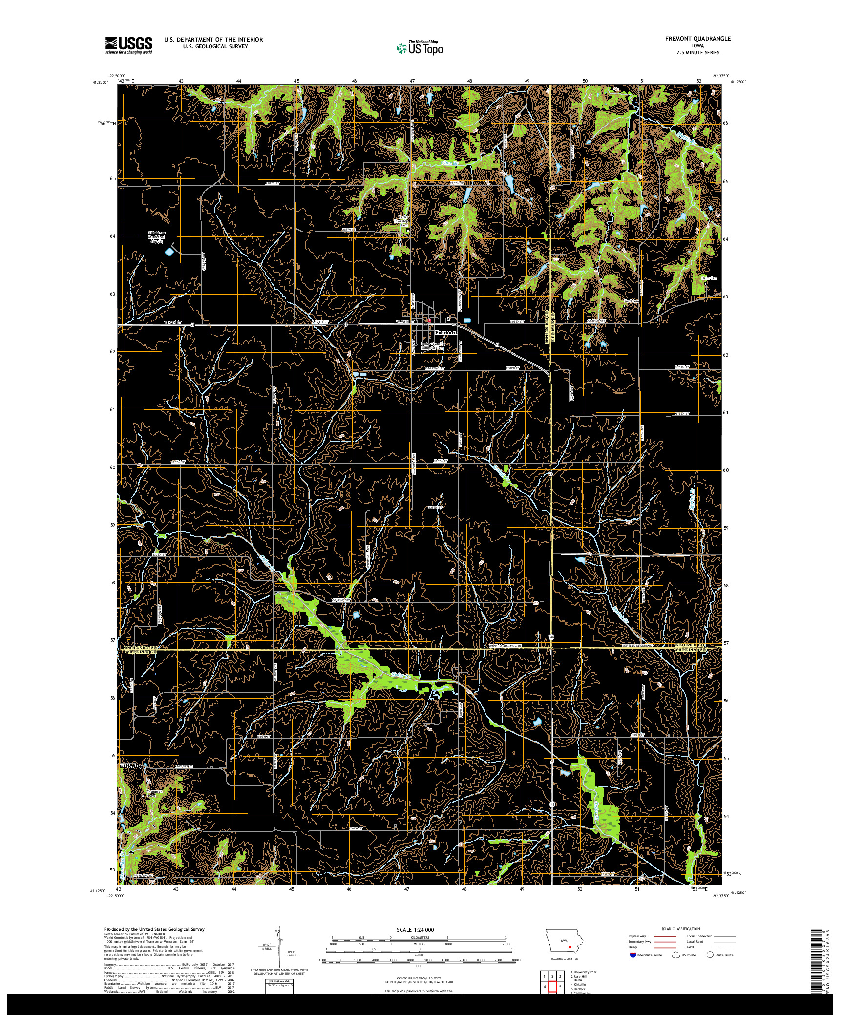 USGS US TOPO 7.5-MINUTE MAP FOR FREMONT, IA 2018