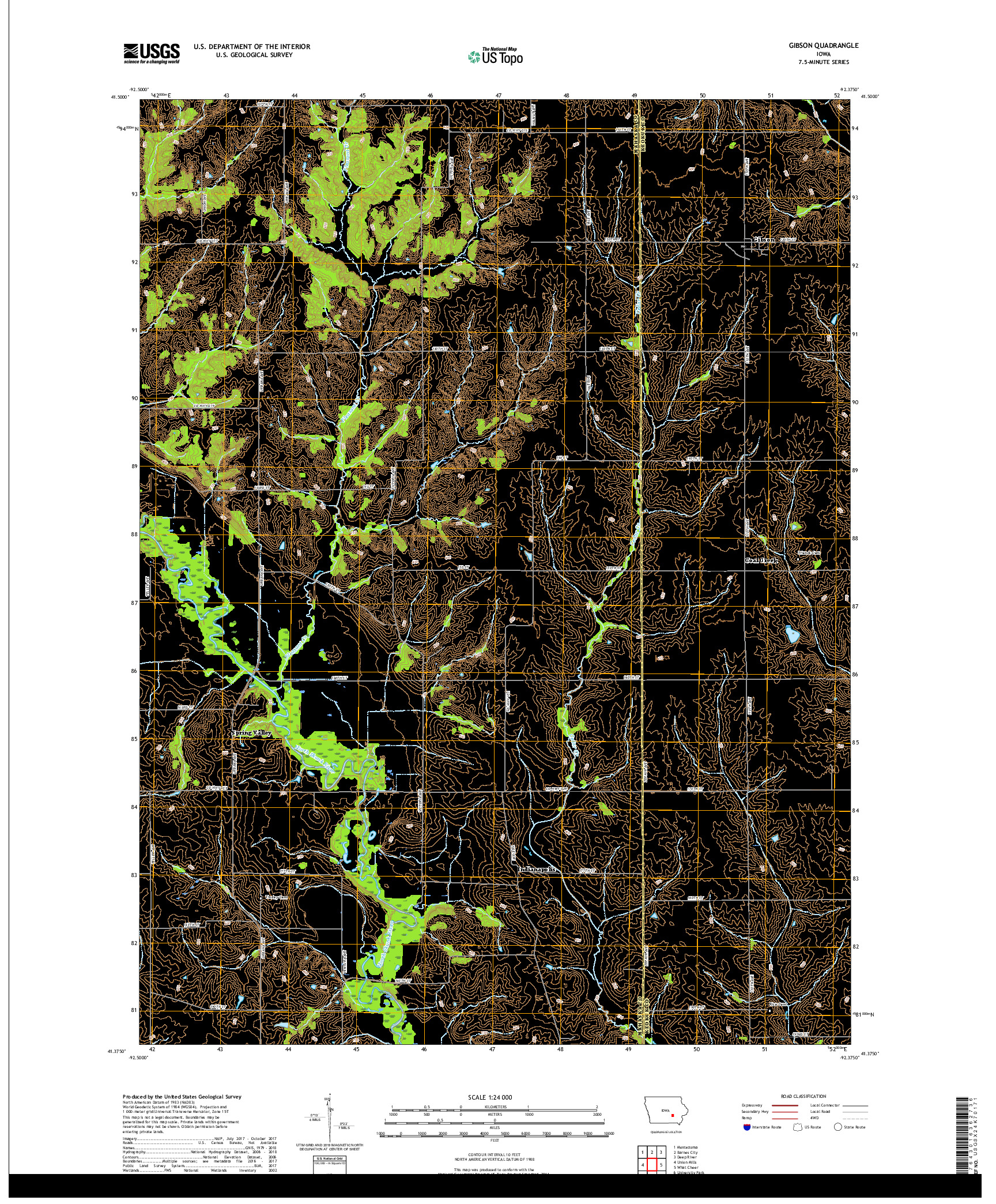USGS US TOPO 7.5-MINUTE MAP FOR GIBSON, IA 2018