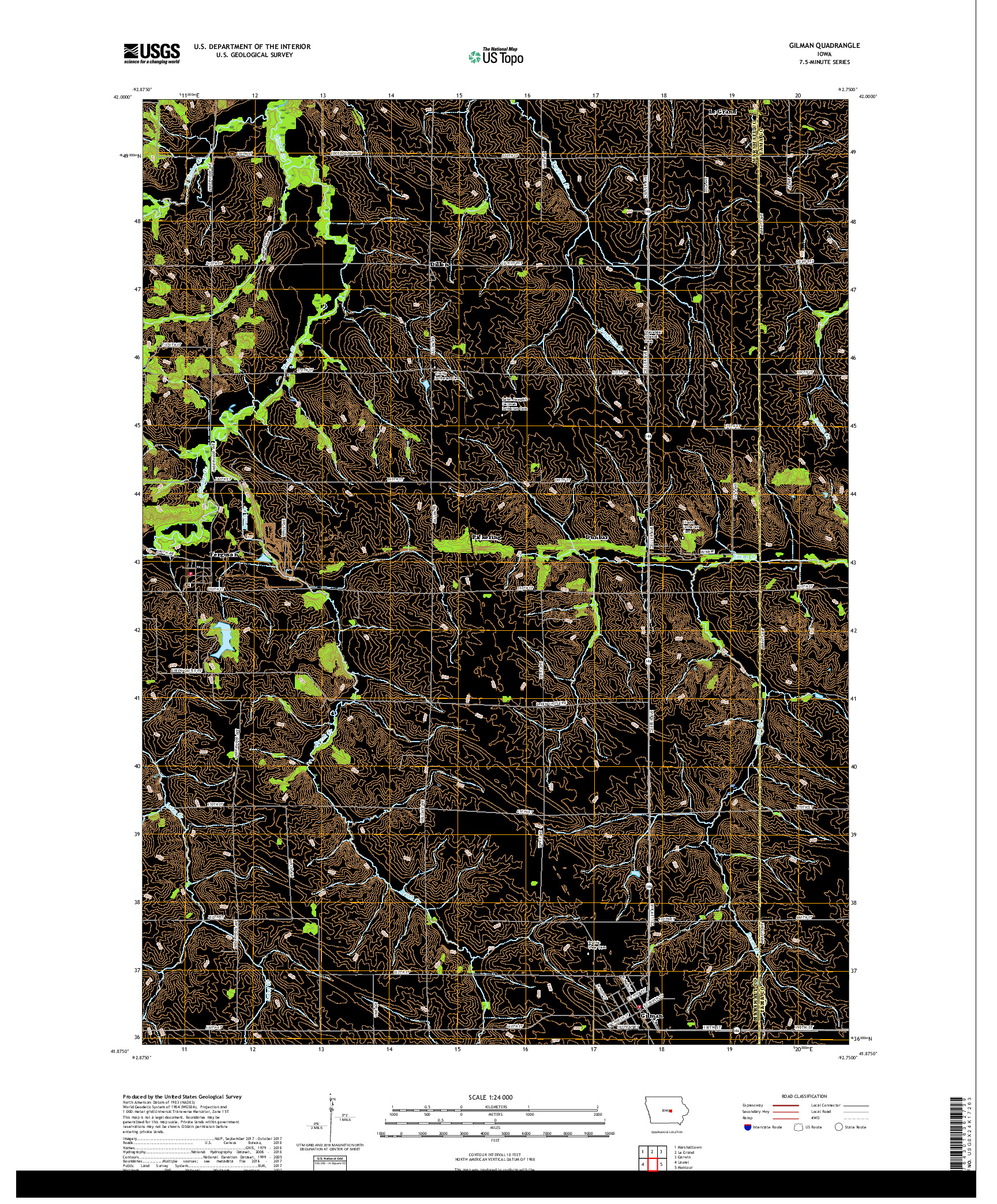 USGS US TOPO 7.5-MINUTE MAP FOR GILMAN, IA 2018