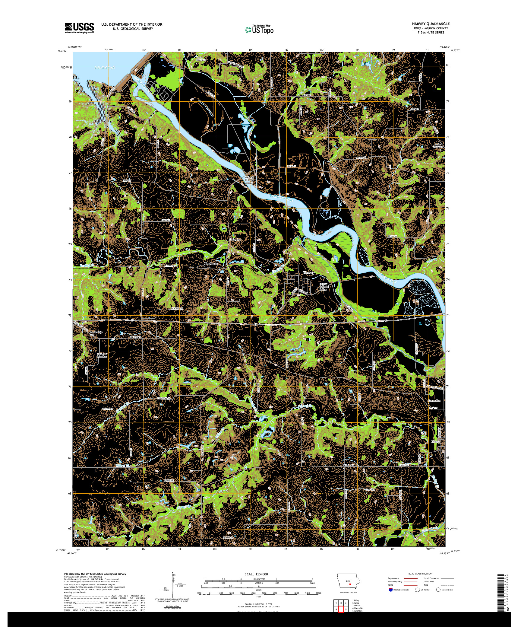 USGS US TOPO 7.5-MINUTE MAP FOR HARVEY, IA 2018