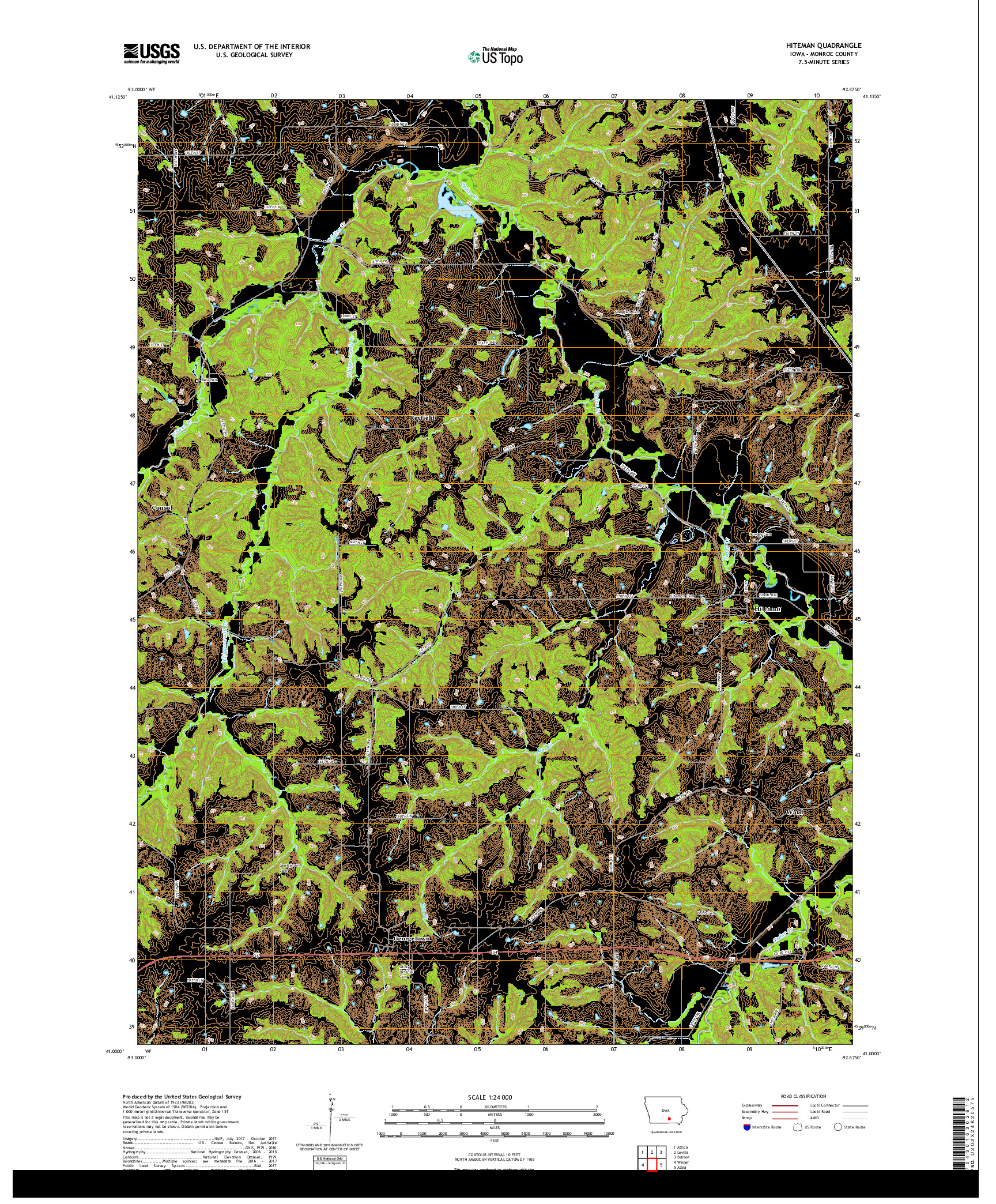 USGS US TOPO 7.5-MINUTE MAP FOR HITEMAN, IA 2018