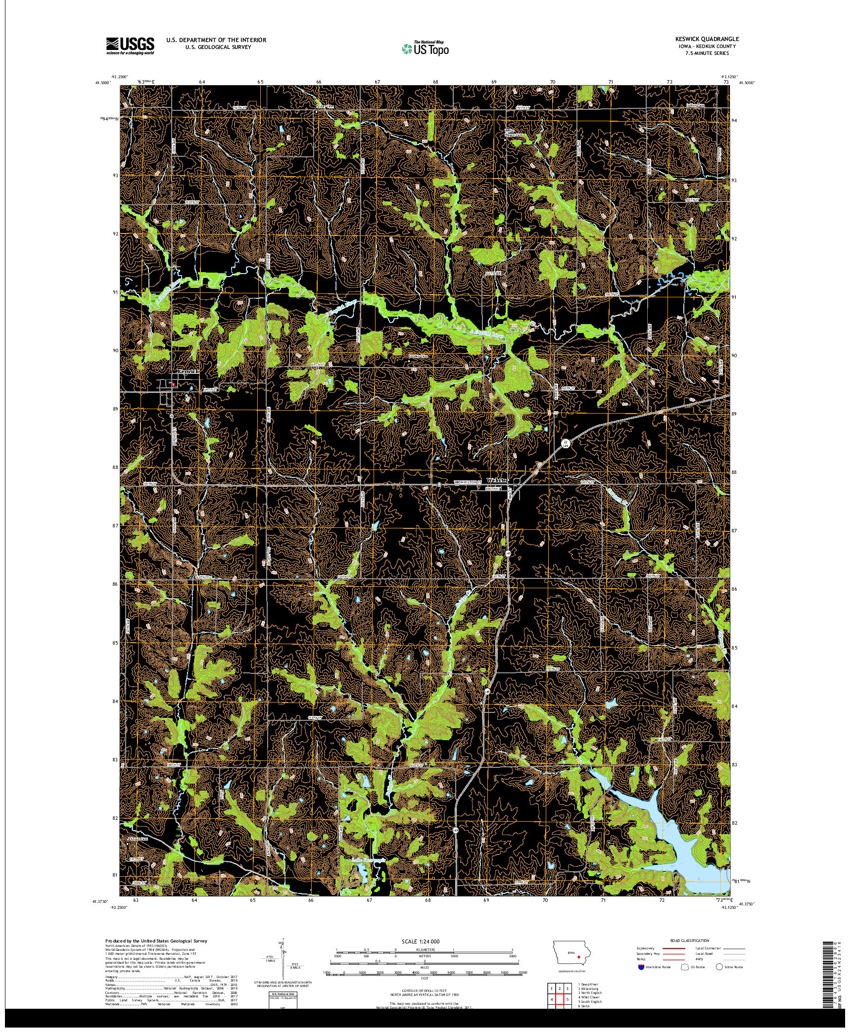 USGS US TOPO 7.5-MINUTE MAP FOR KESWICK, IA 2018