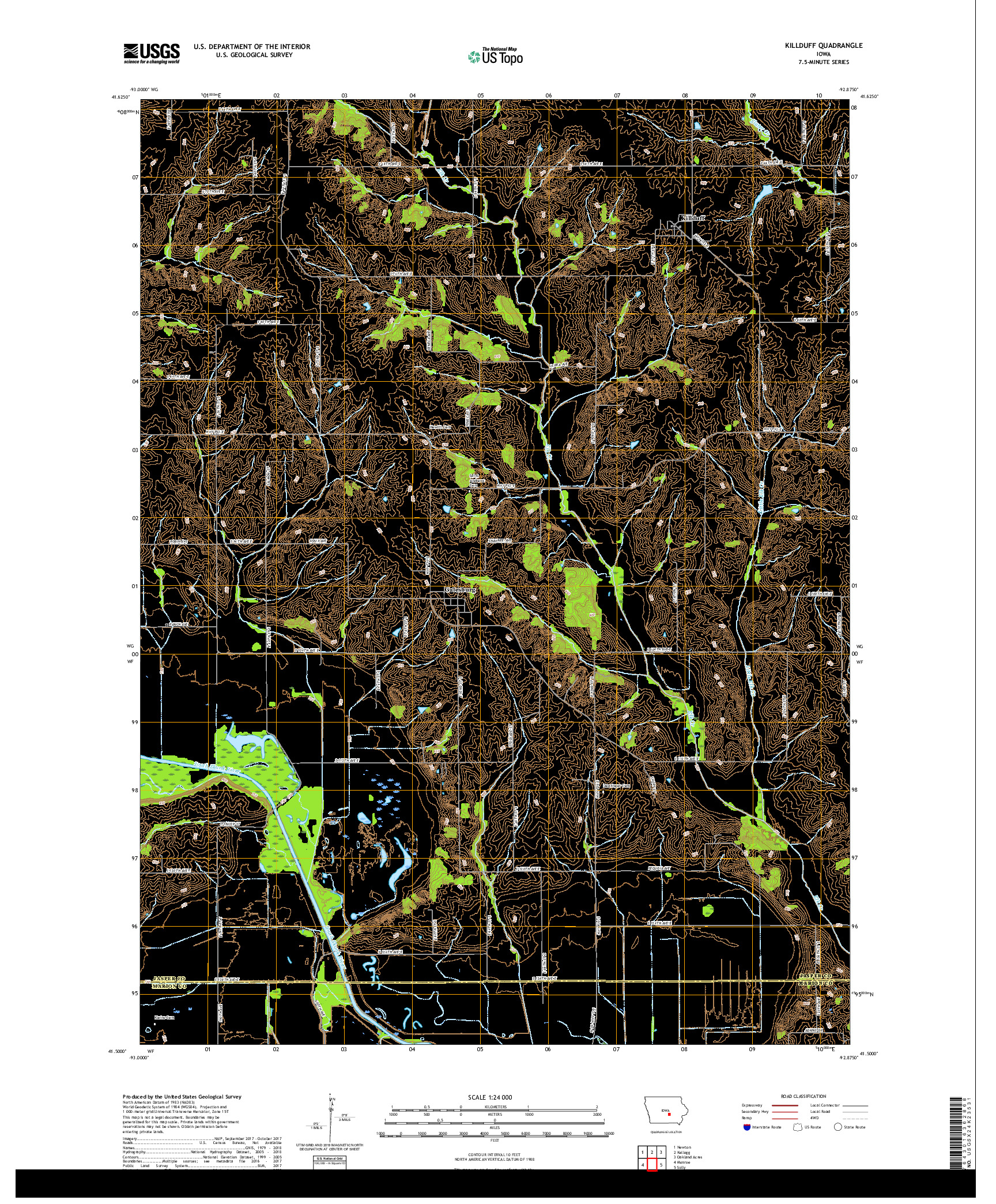 USGS US TOPO 7.5-MINUTE MAP FOR KILLDUFF, IA 2018
