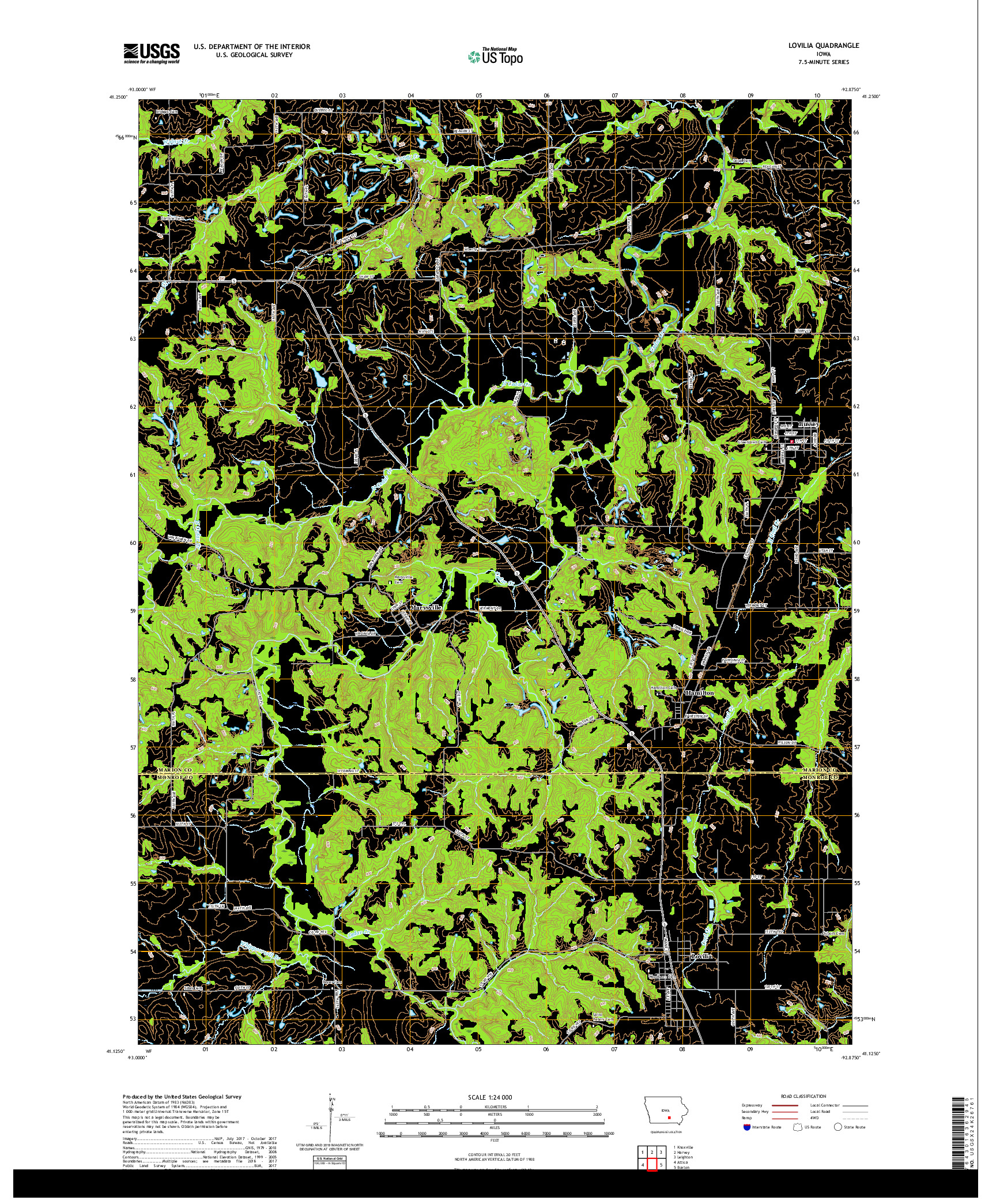 USGS US TOPO 7.5-MINUTE MAP FOR LOVILIA, IA 2018