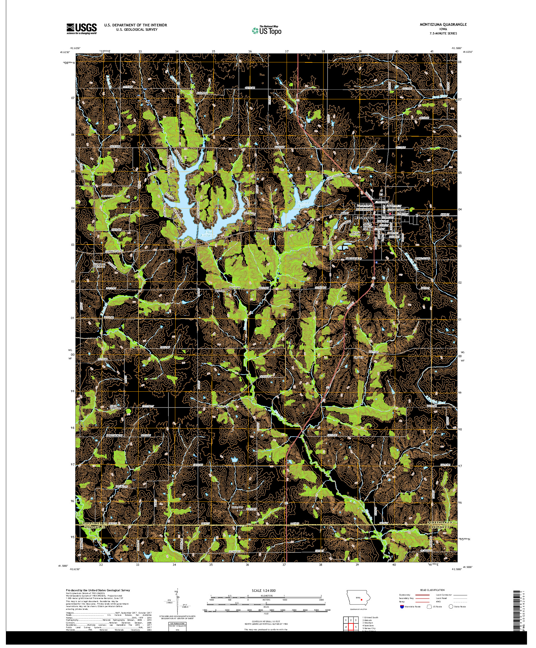 USGS US TOPO 7.5-MINUTE MAP FOR MONTEZUMA, IA 2018