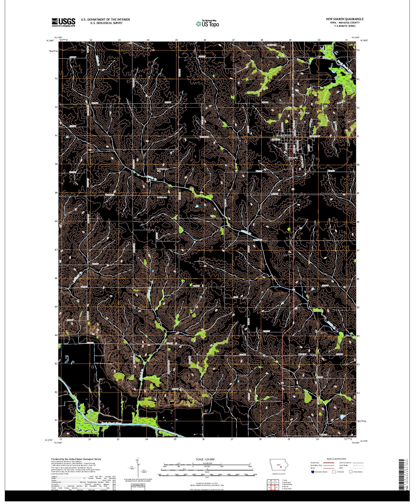 USGS US TOPO 7.5-MINUTE MAP FOR NEW SHARON, IA 2018