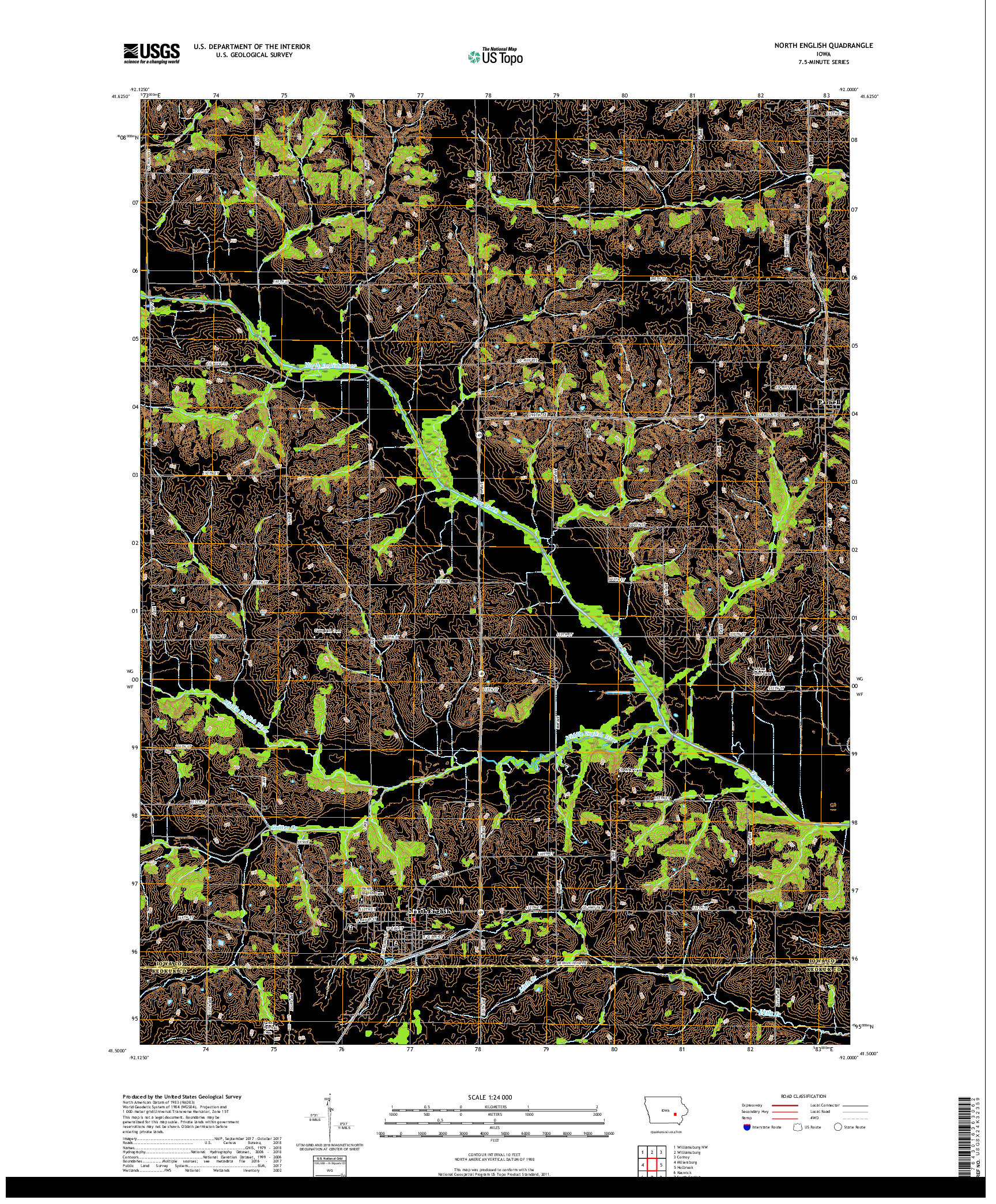 USGS US TOPO 7.5-MINUTE MAP FOR NORTH ENGLISH, IA 2018