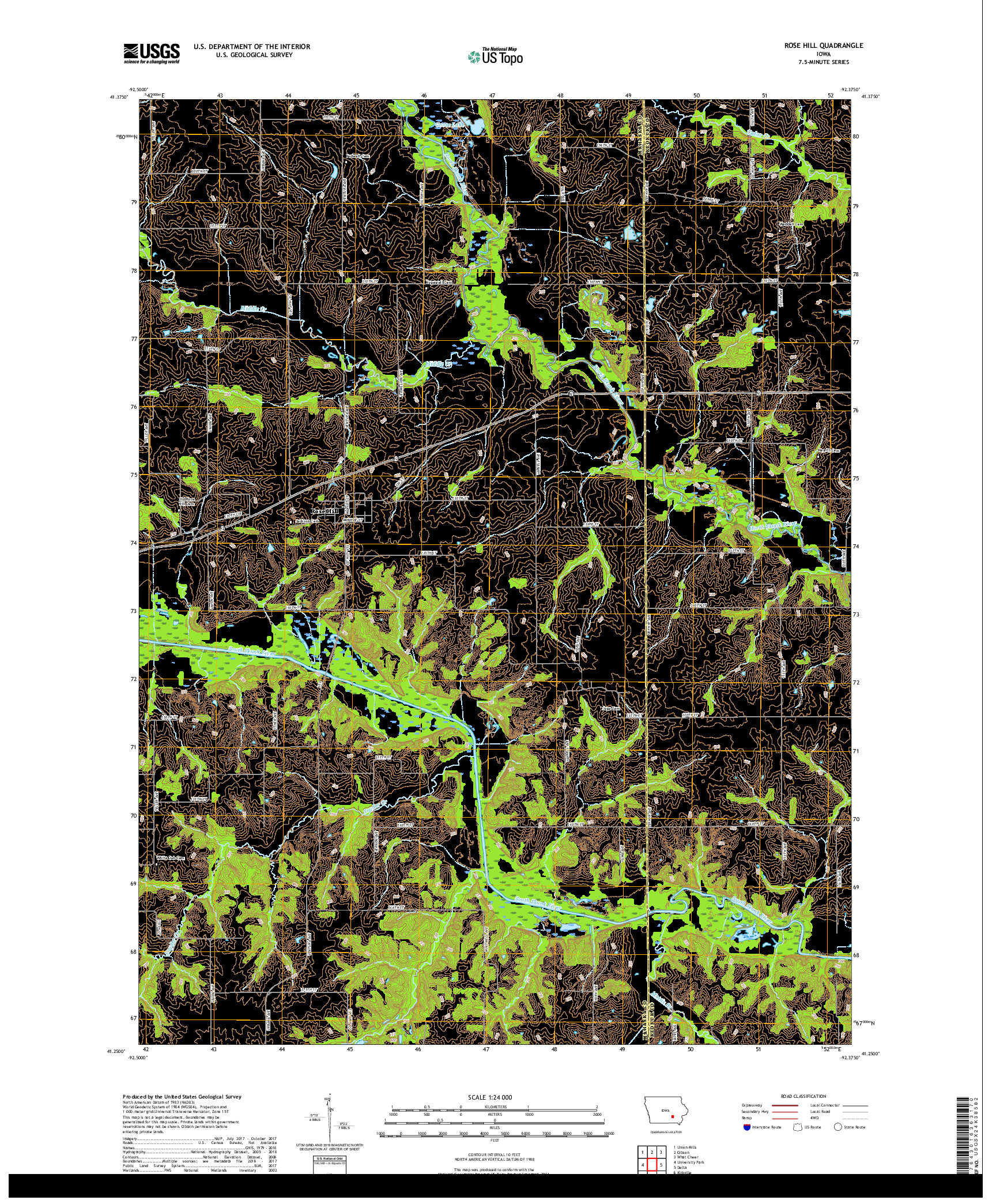 USGS US TOPO 7.5-MINUTE MAP FOR ROSE HILL, IA 2018